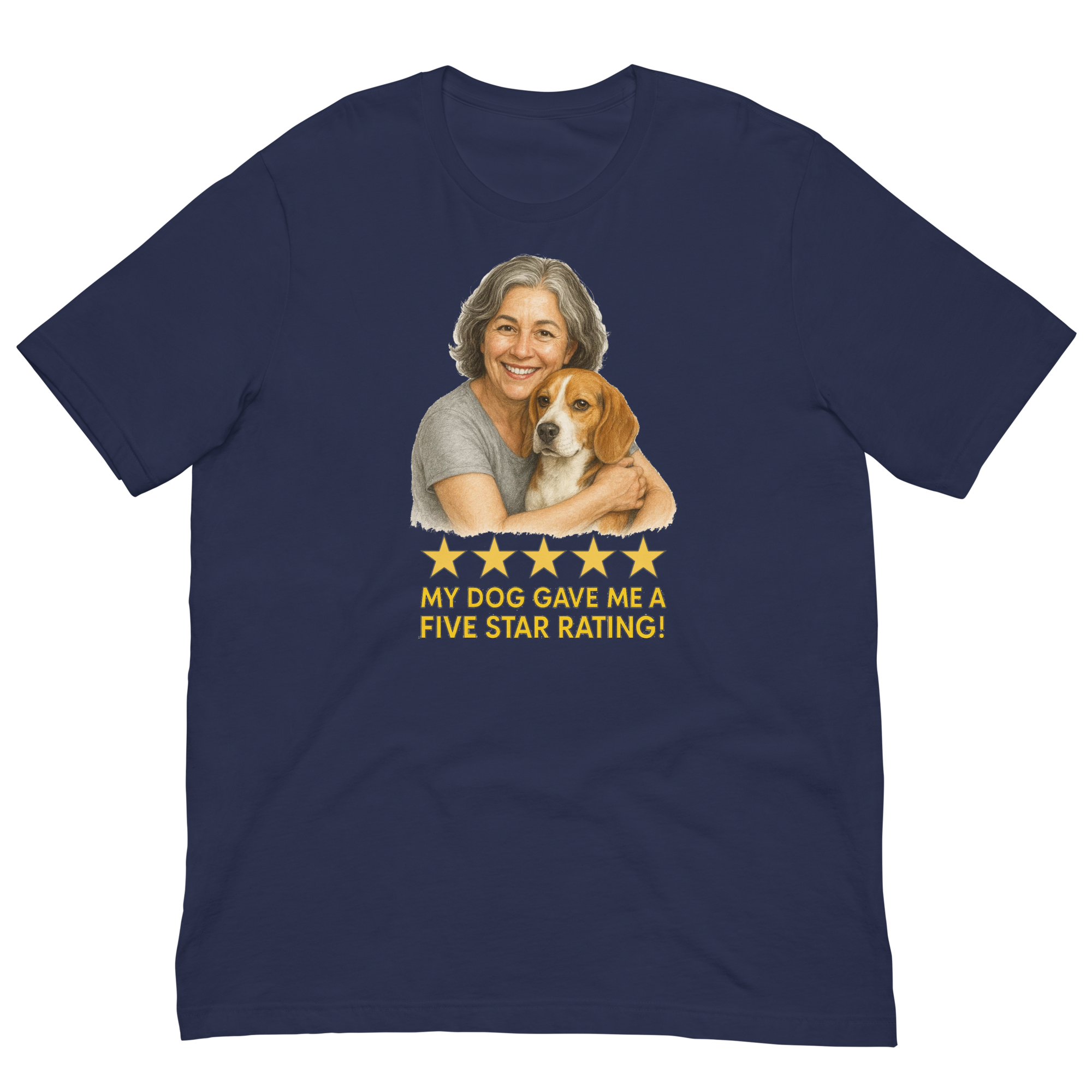 Salt & Pepper Woman with Beagle graphic tee - navy