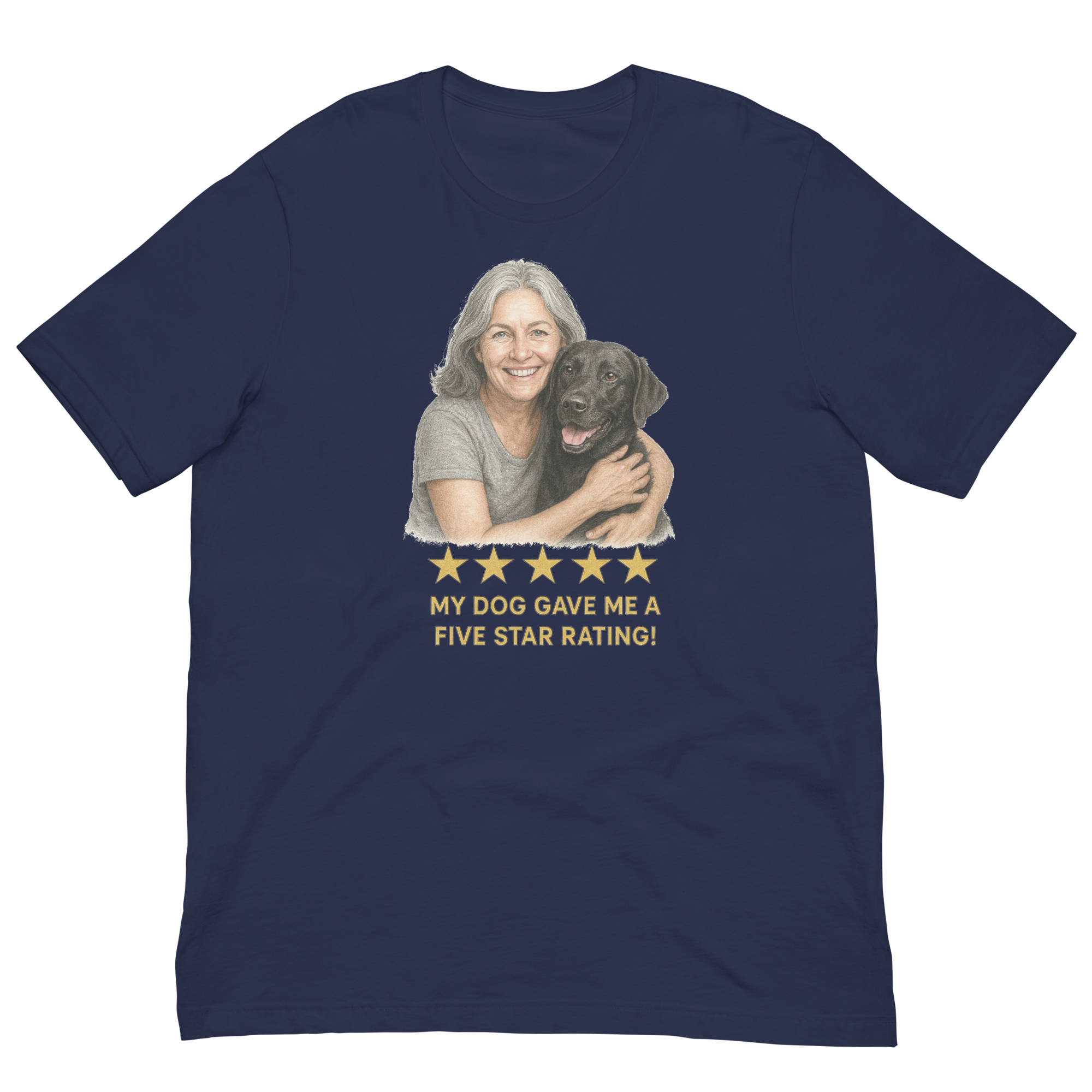 Salt & Pepper Woman with Black Labrador graphic tee - navy