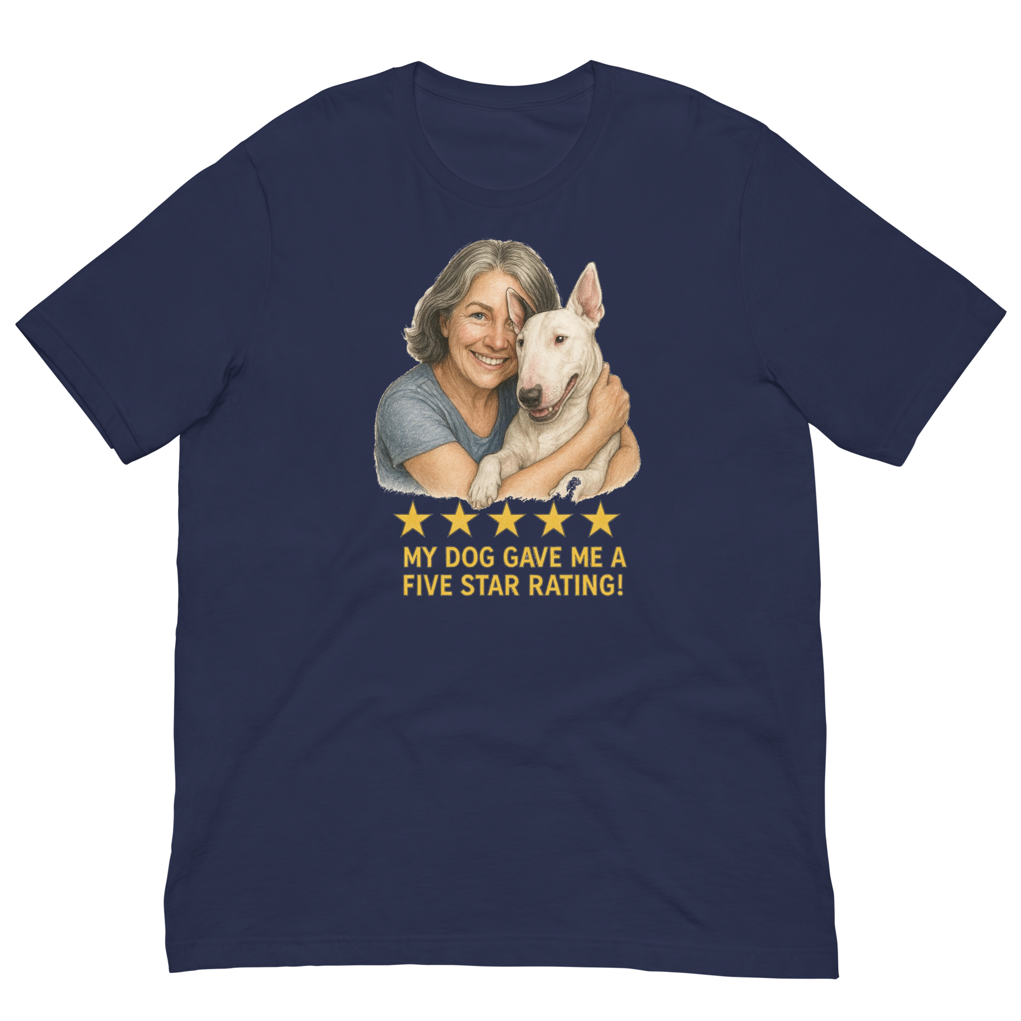 Salt & Pepper Woman with Bull Terrier graphic tee - navy