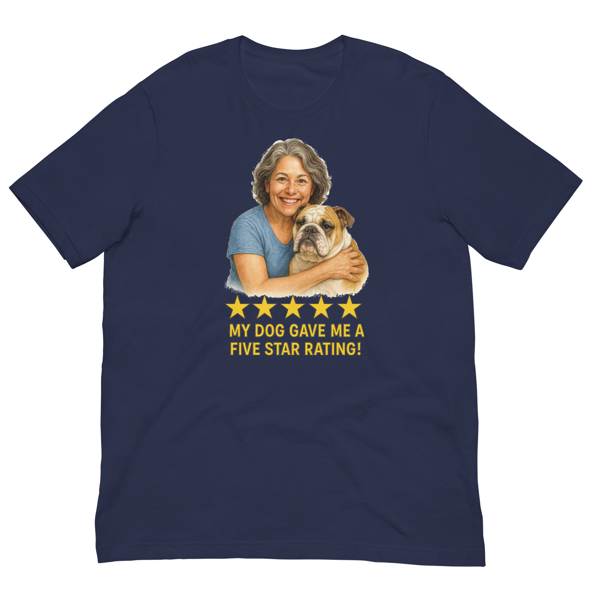 Salt & Pepper Woman with Bulldog graphic tee - navy