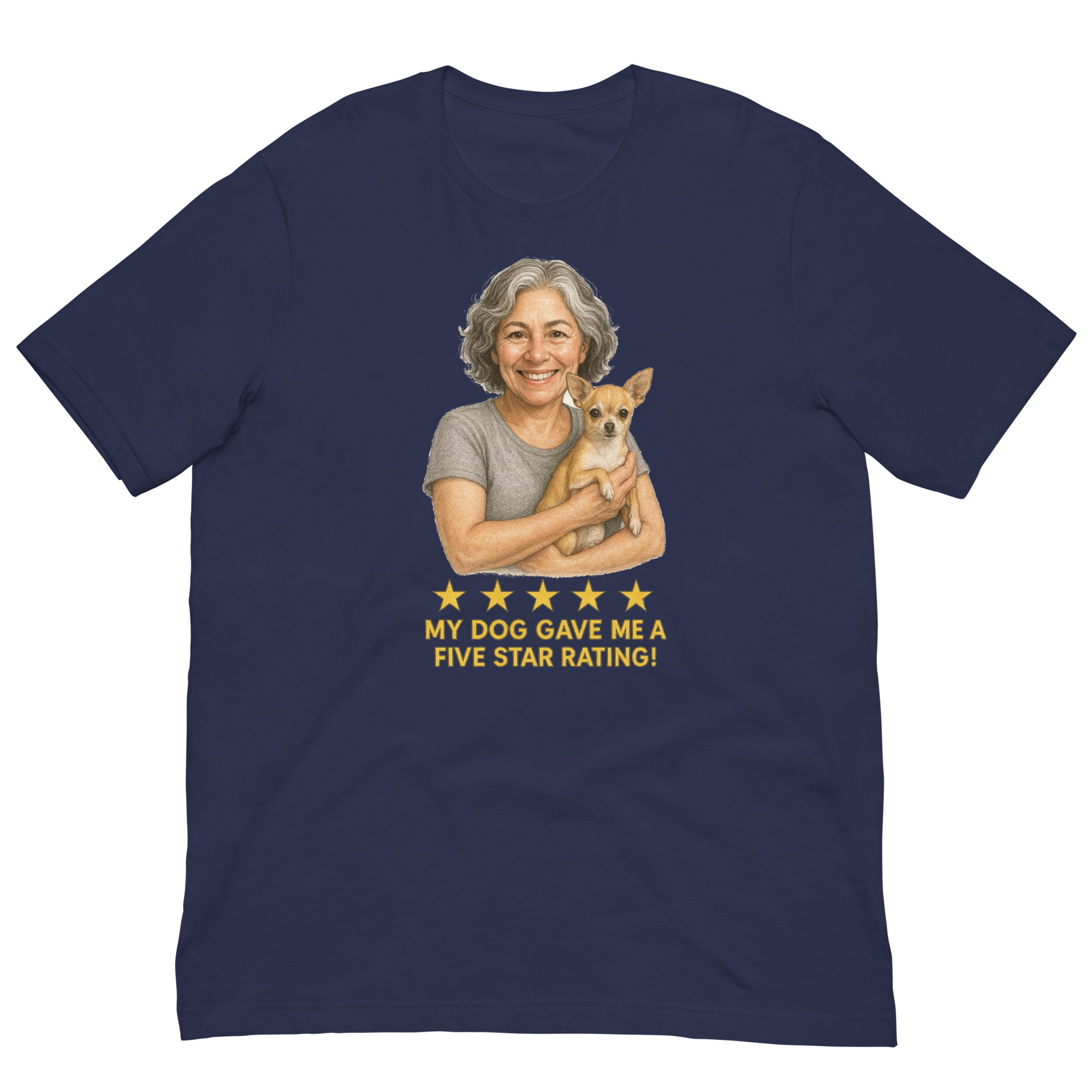 Salt & Pepper Woman with Chihuahua graphic tee - navy