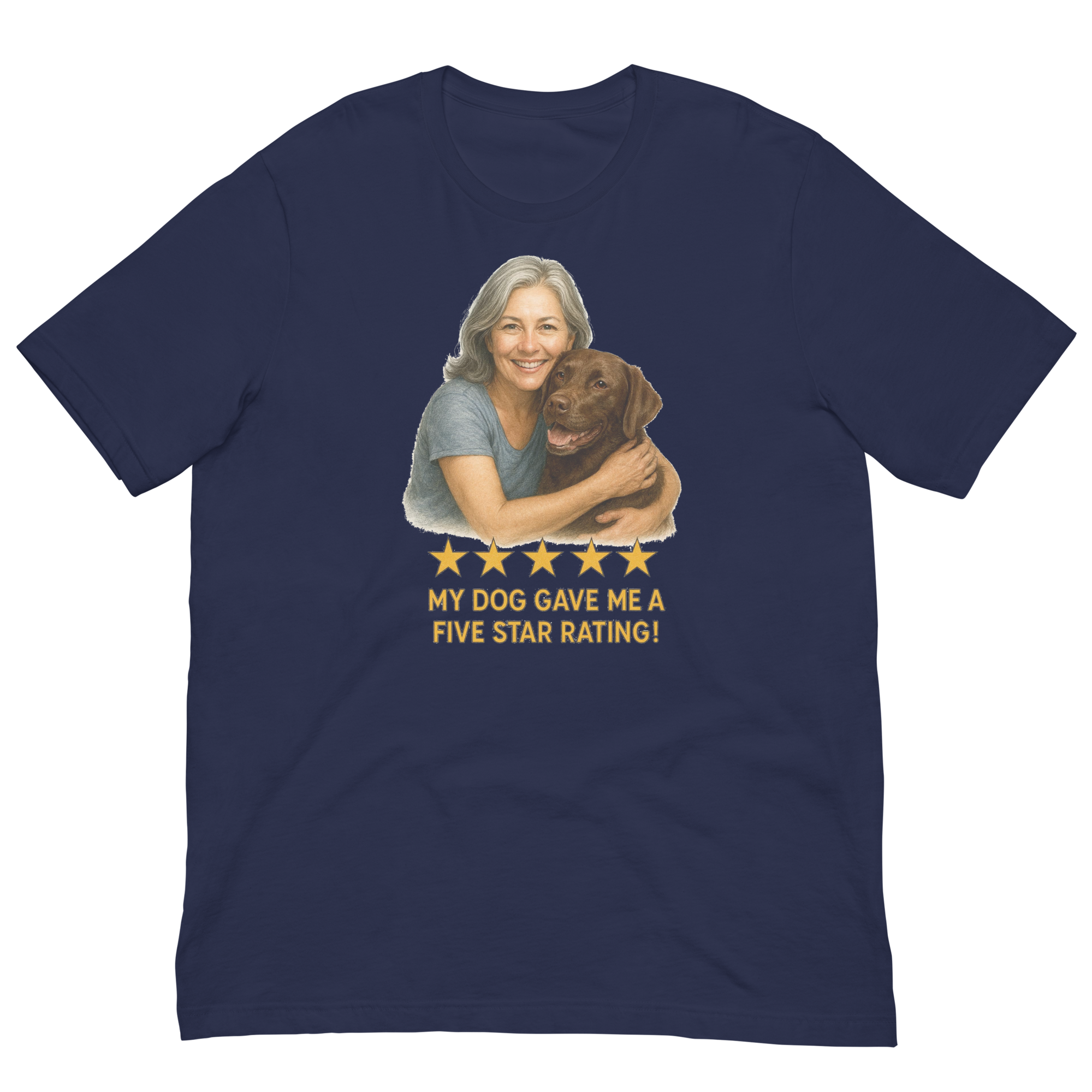 Salt & Pepper Woman with Chocolate Labrador graphic tee - navy