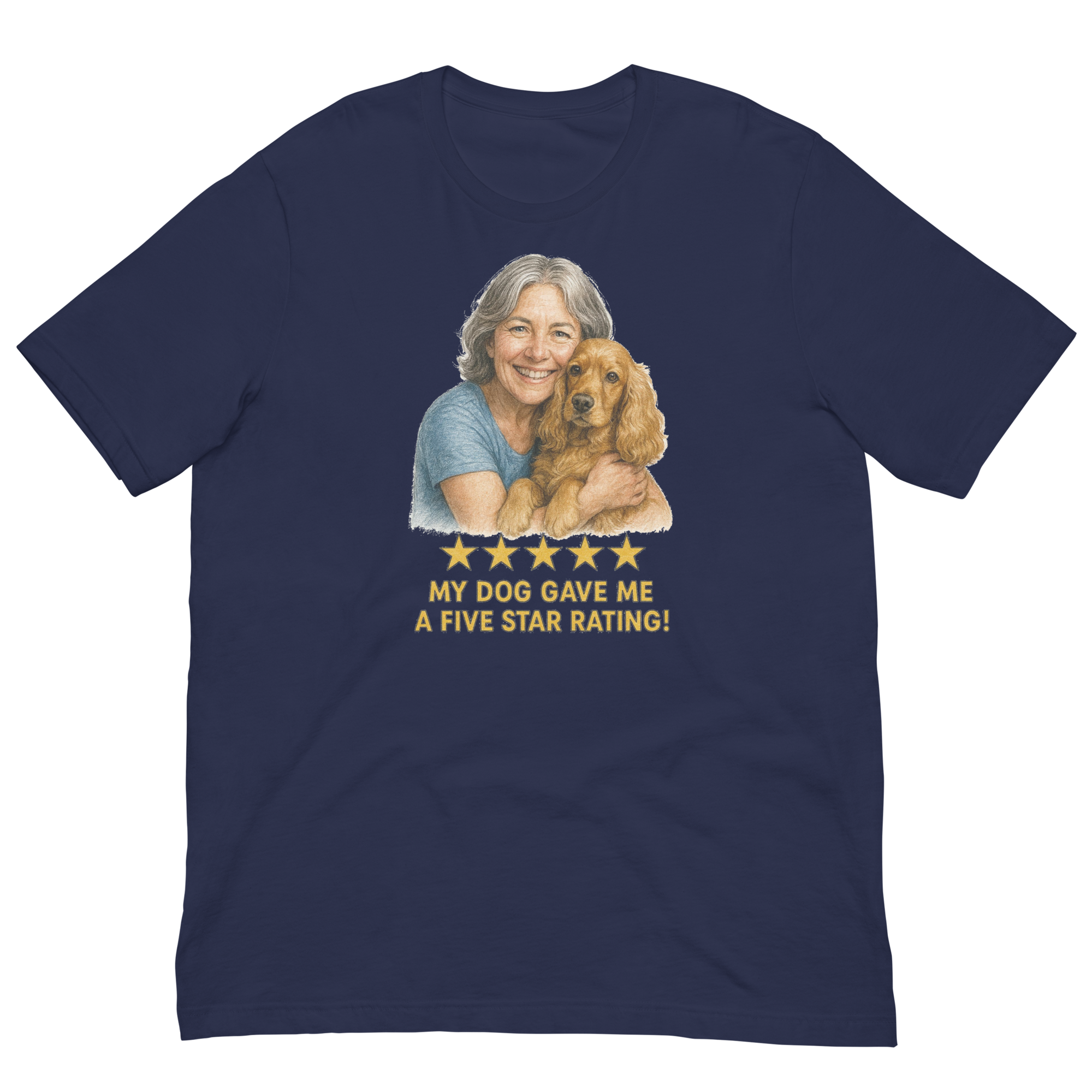 Salt & Pepper Woman with Cocker Spaniel graphic tee - navy
