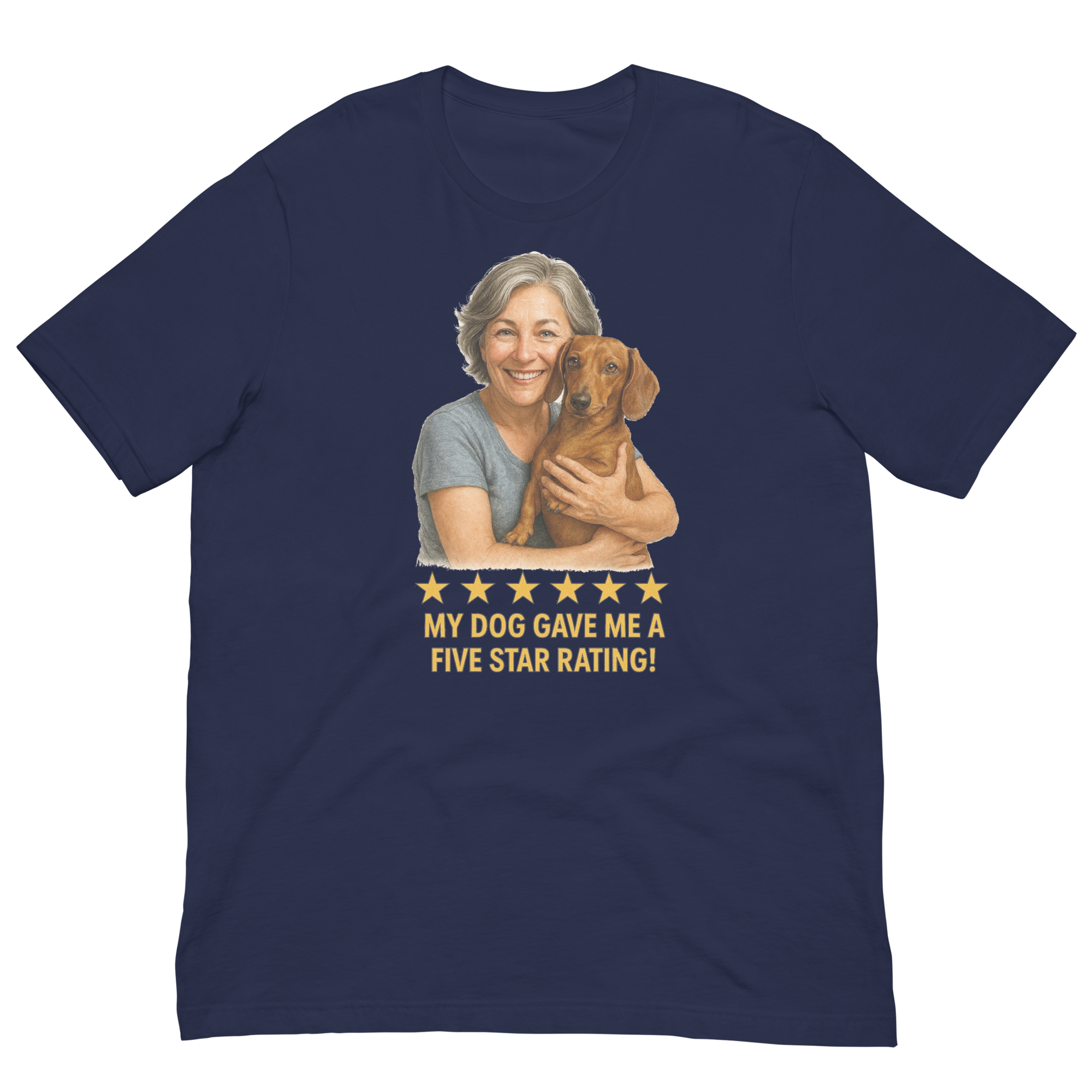 Salt & Pepper Woman with Dachshund graphic tee - navy
