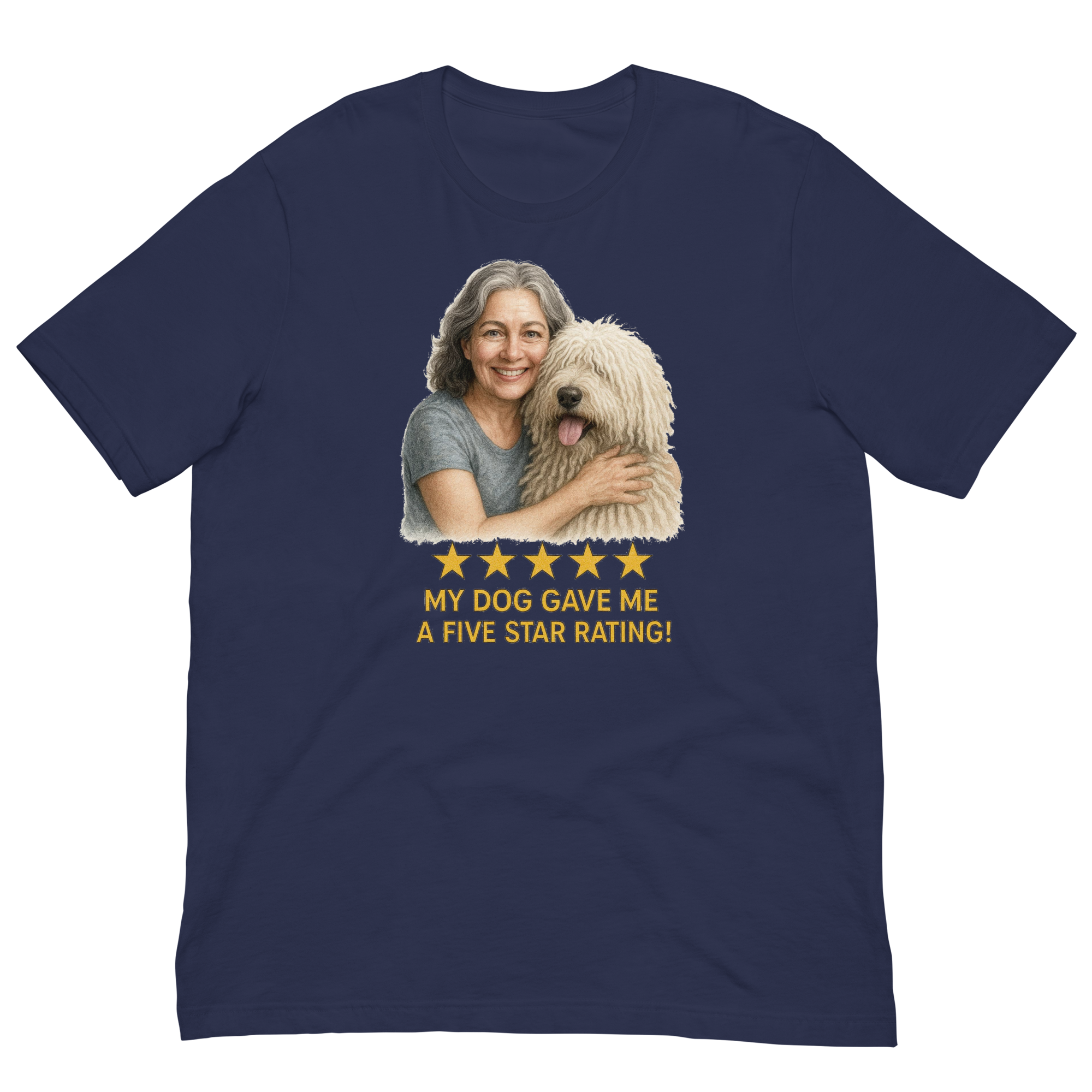 Salt & Pepper Woman with Komondor graphic tee - navy