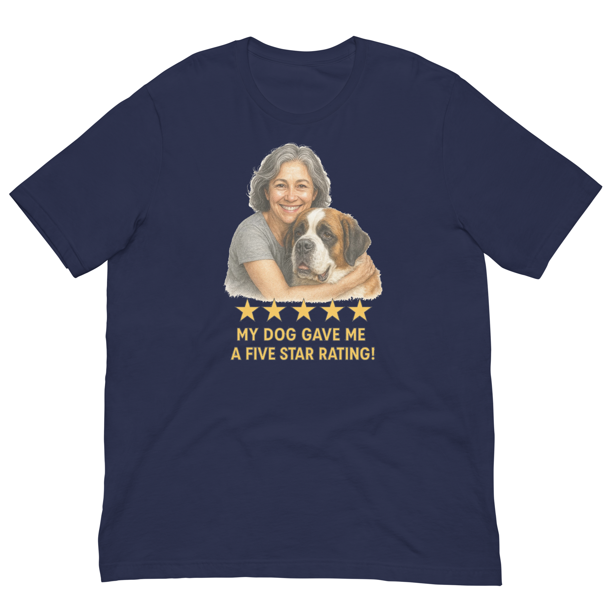 Salt & Pepper Woman with Saint Bernard graphic tee - navy