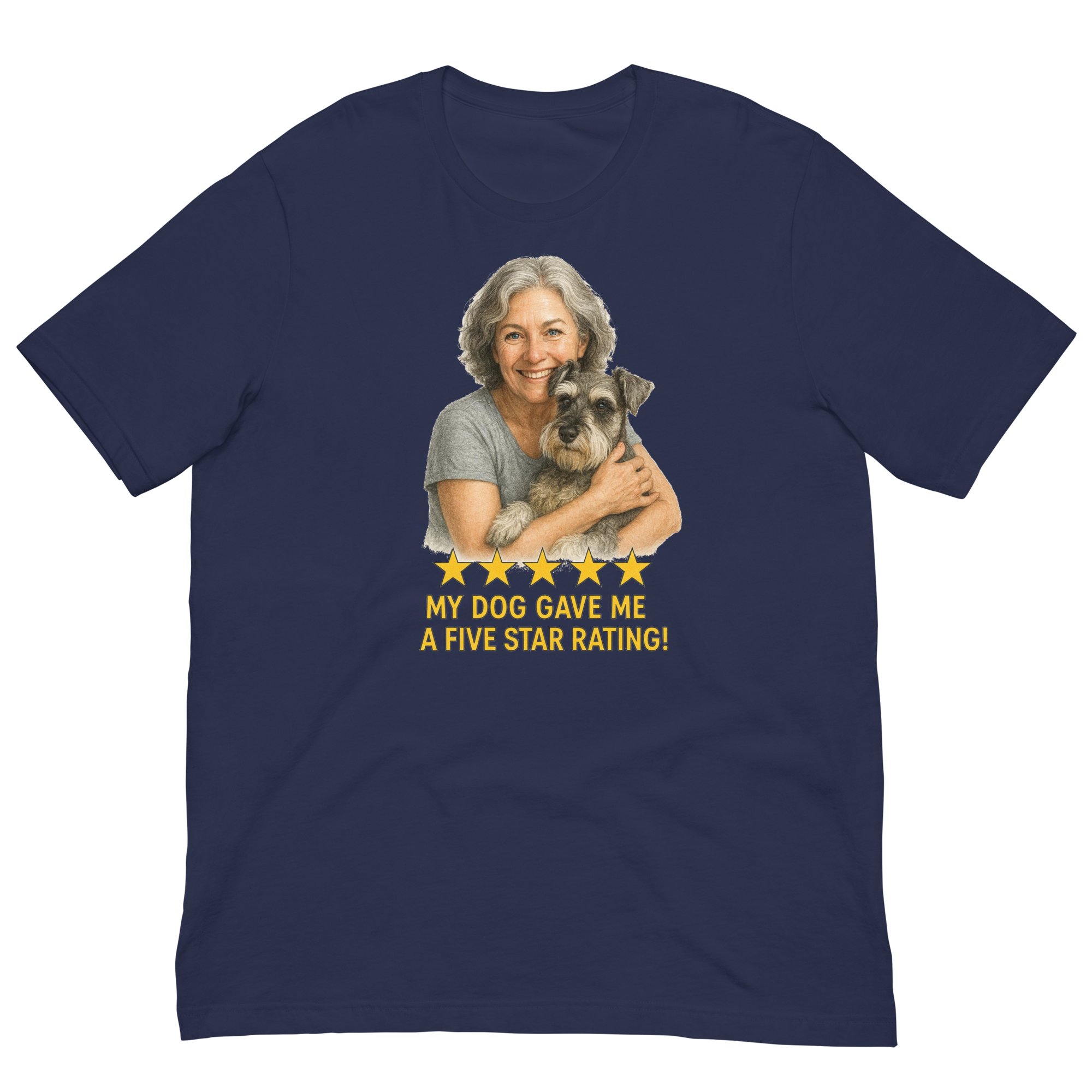 Salt & Pepper Woman with Schnauzer graphic tee - navy