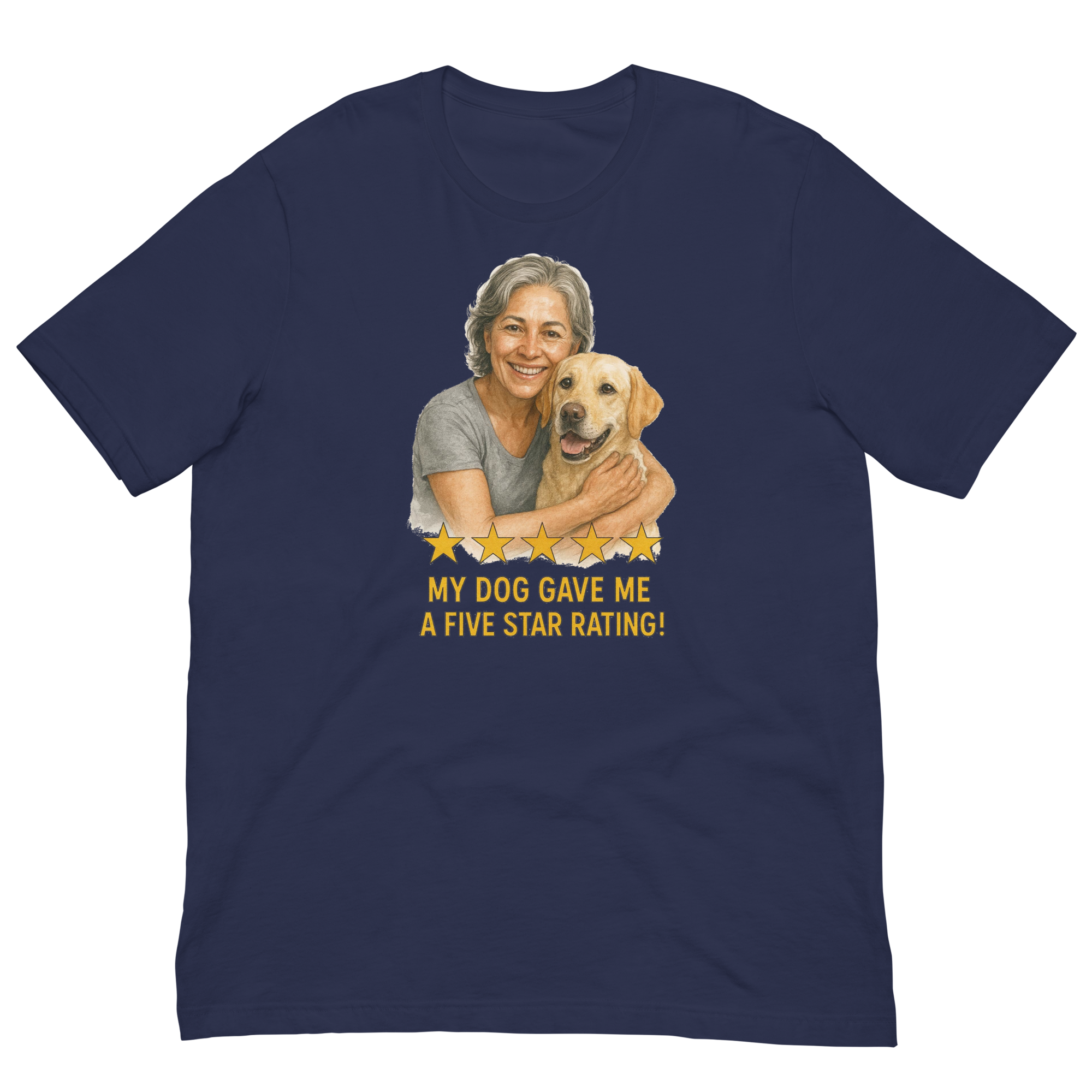 Salt & Pepper Woman with Yellow Labrador graphic tee - navy
