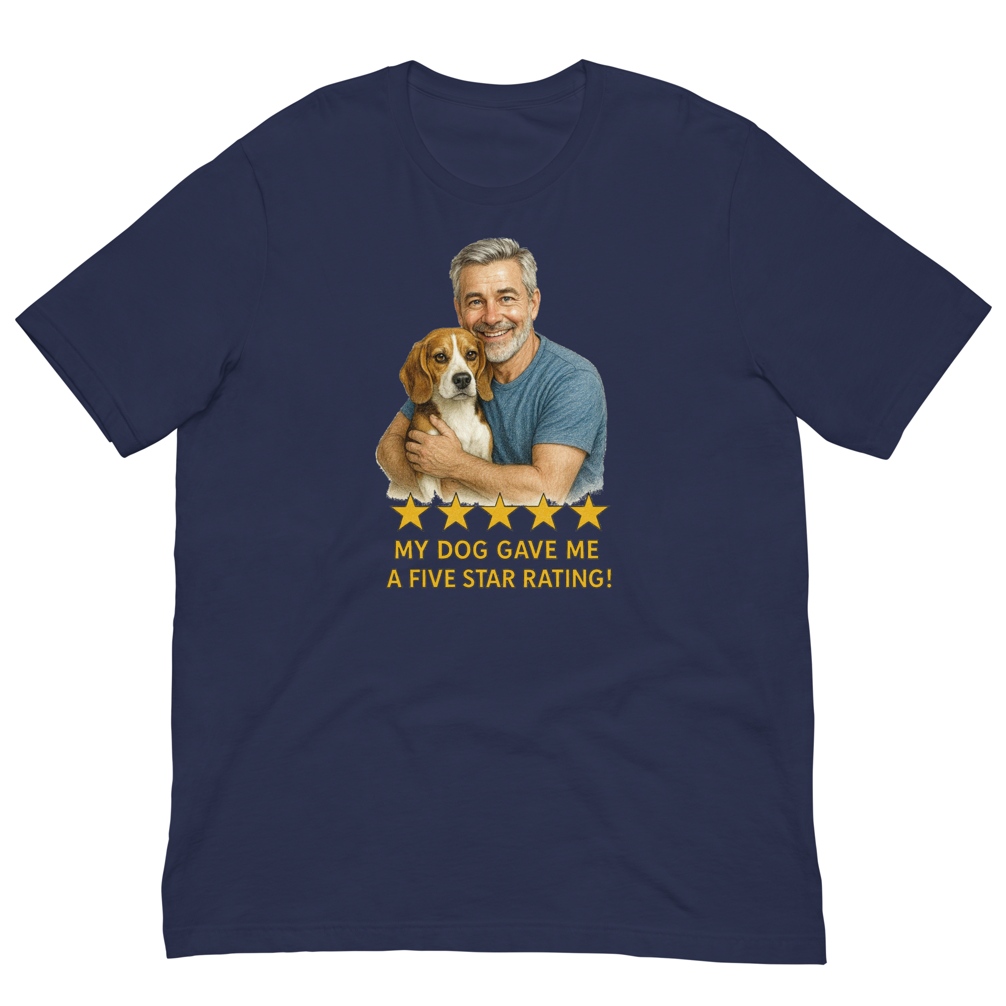 Salt & Pepper Man with Beagle graphic tee.