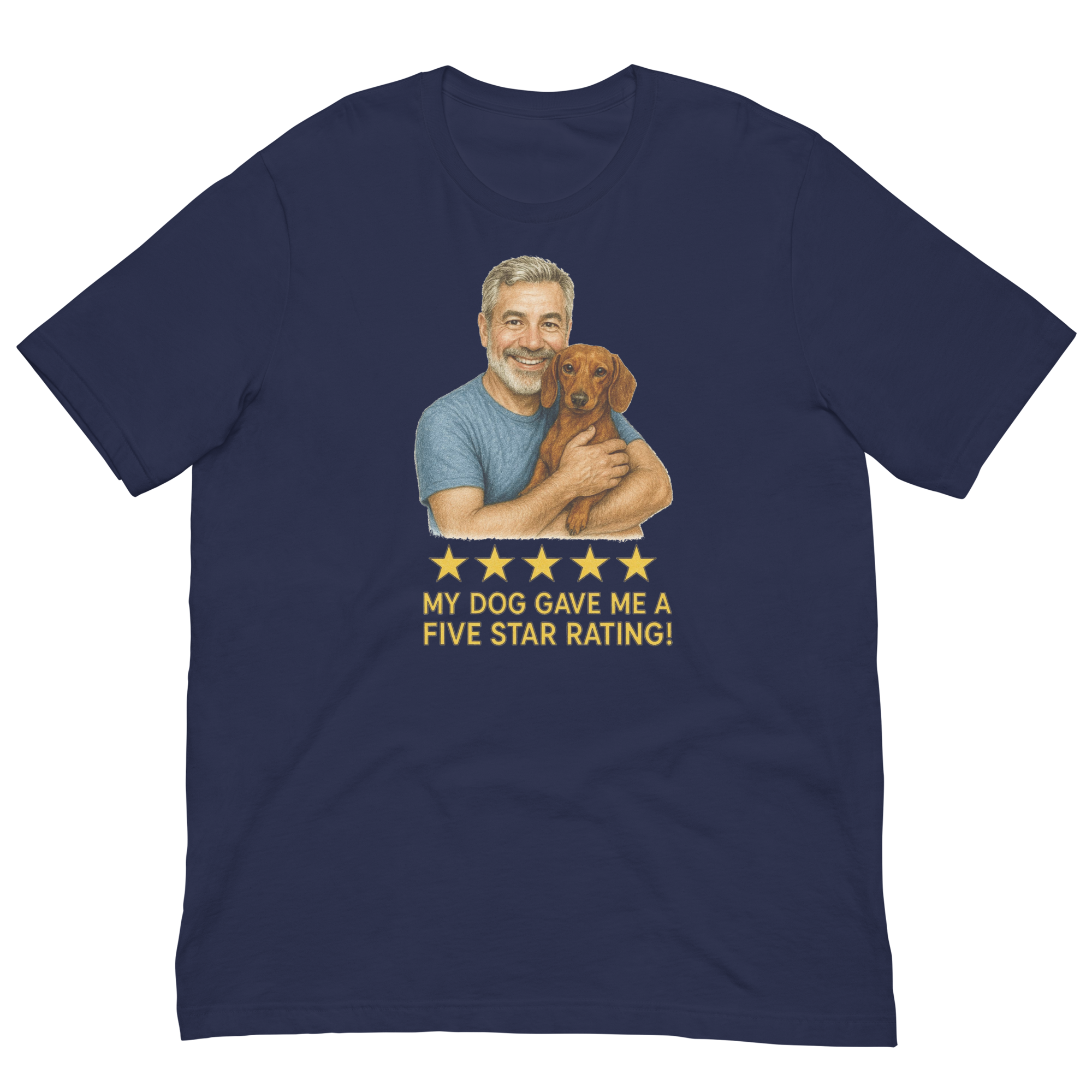 Salt & Pepper Man with Dachshund graphic tee.