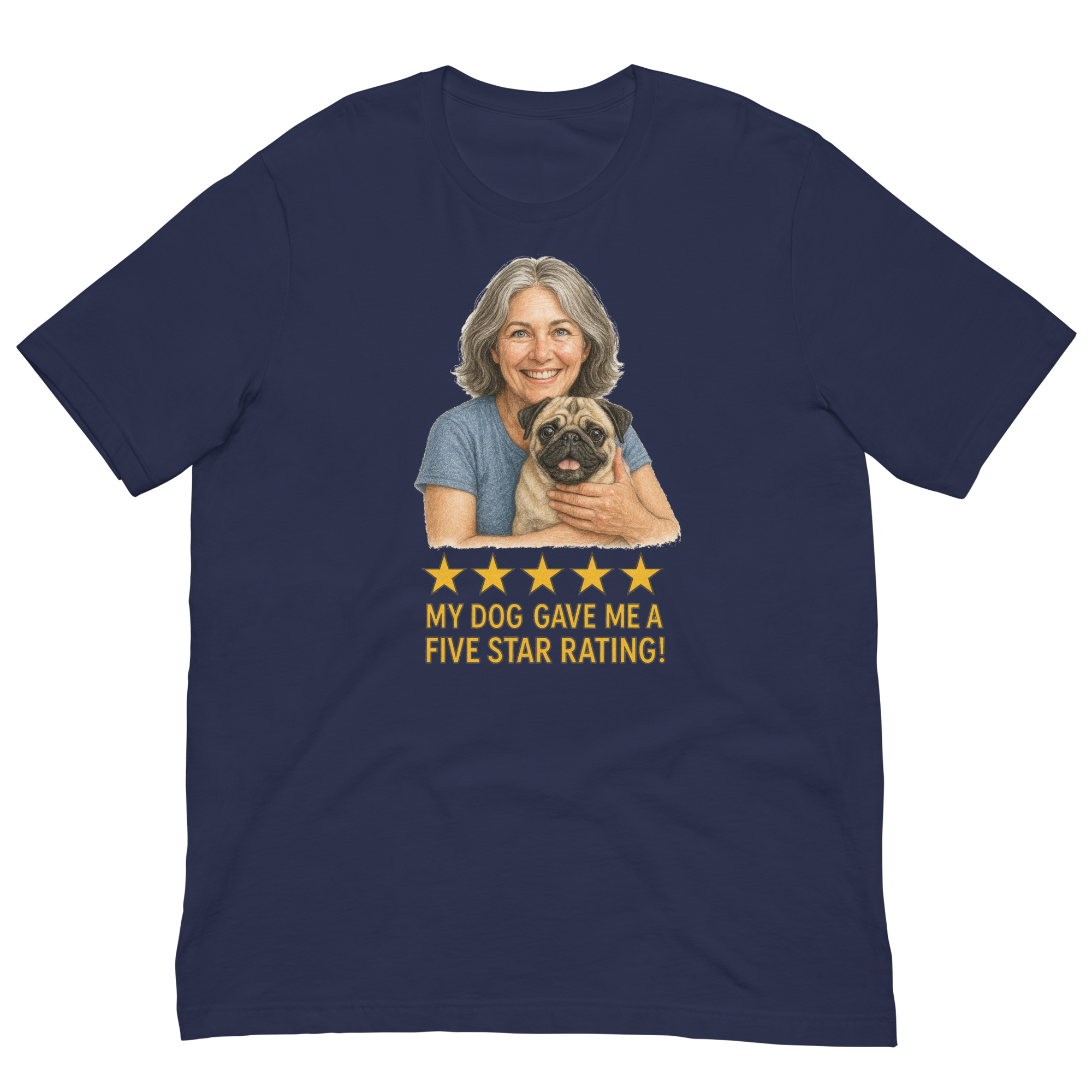 Salt & Pepper Woman with Pug graphic tee - navy