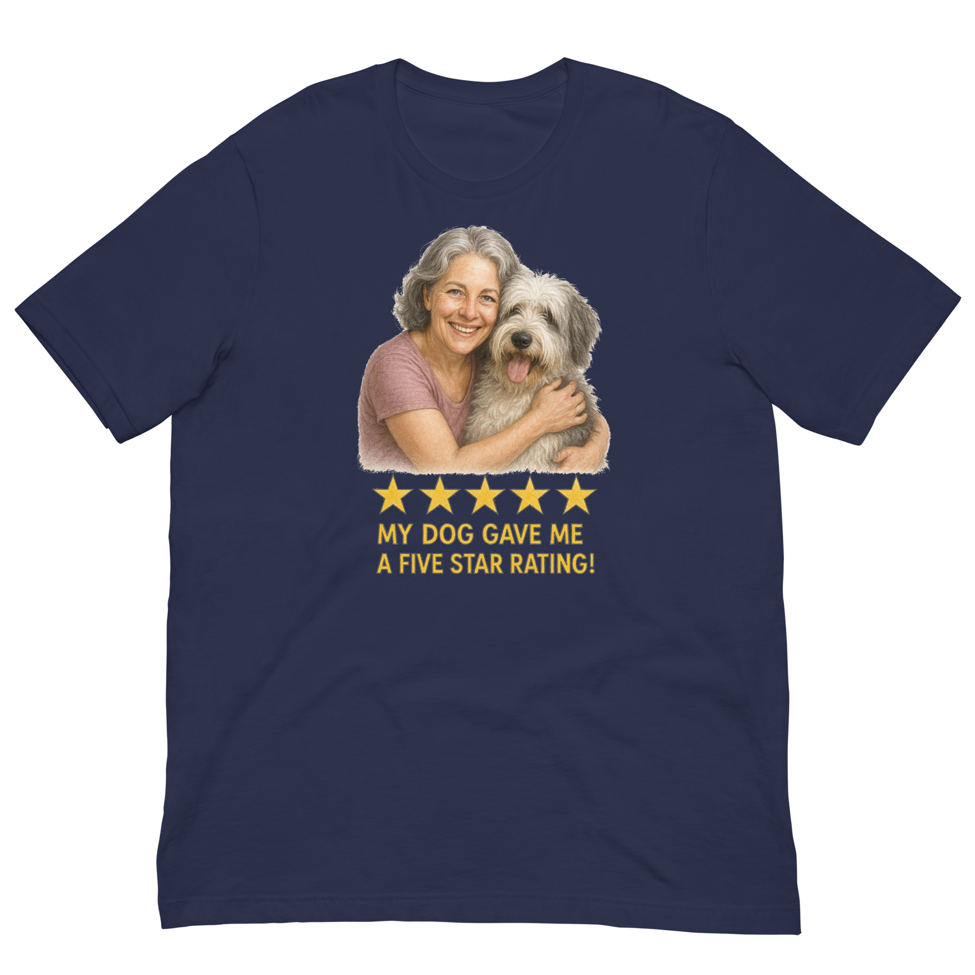 Salt & Pepper Woman with Sheepdog graphic tee - navy