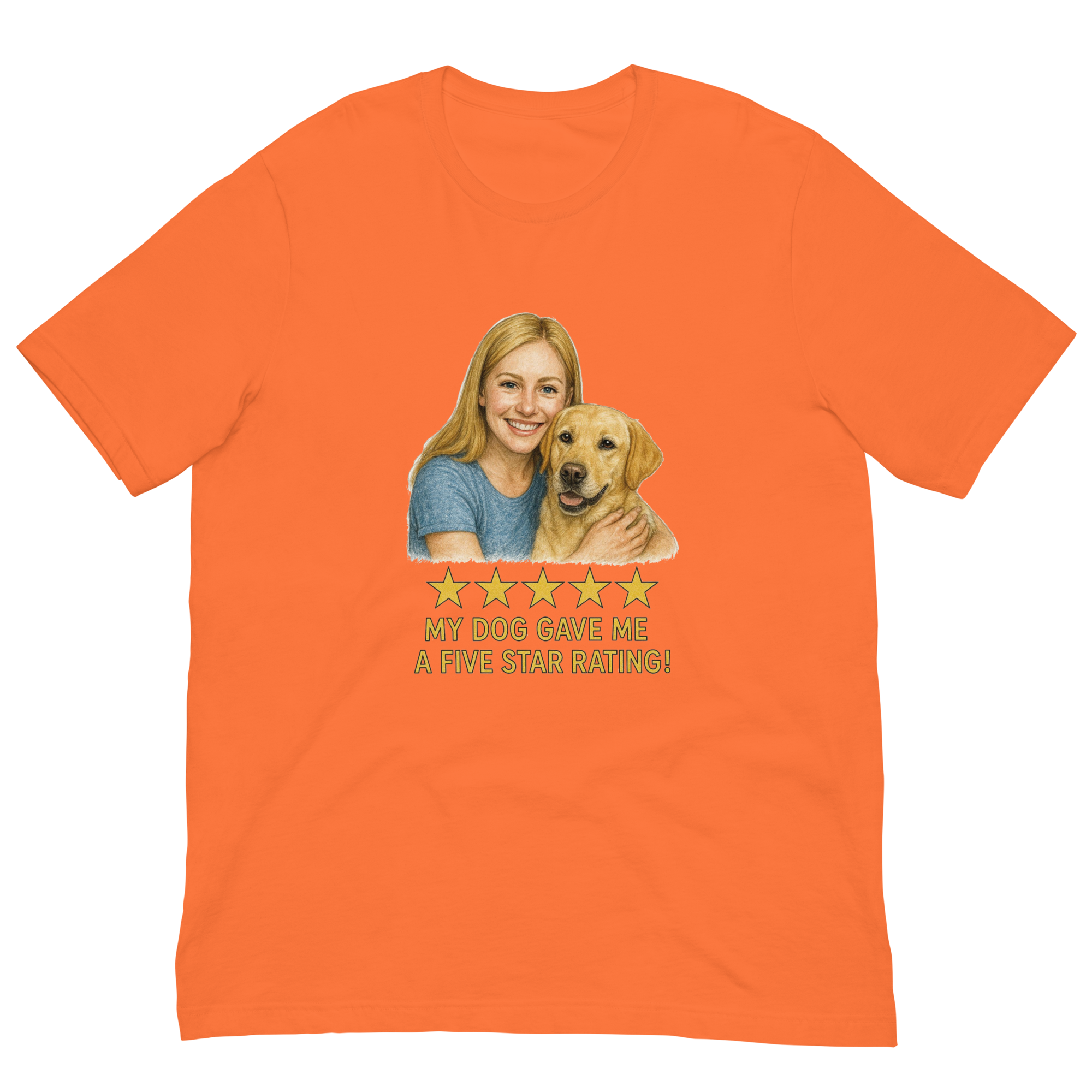 Blonde Woman with Yellow Labrador graphic tee - orange