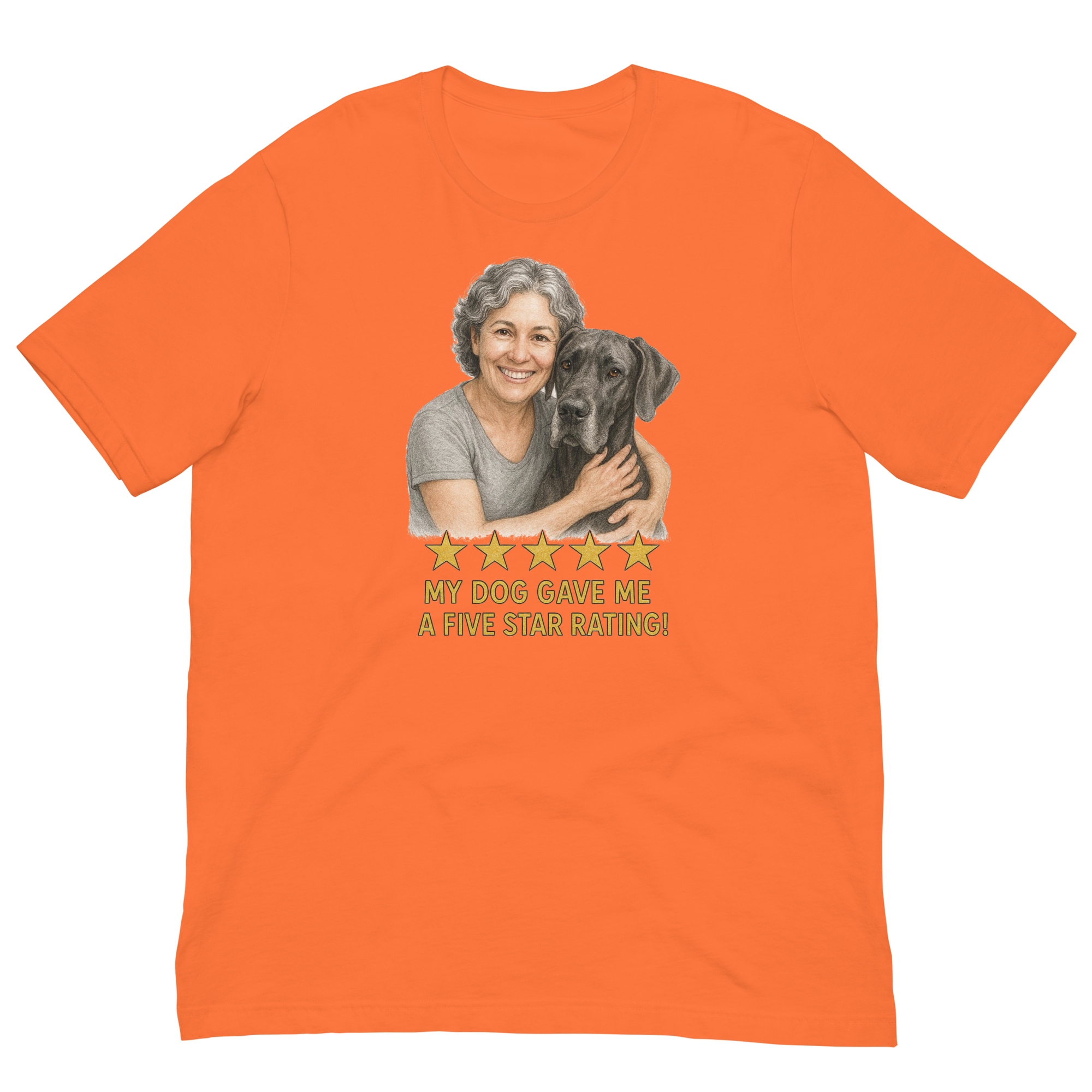 Salt & Pepper Woman with Great Dane graphic tee - orange
