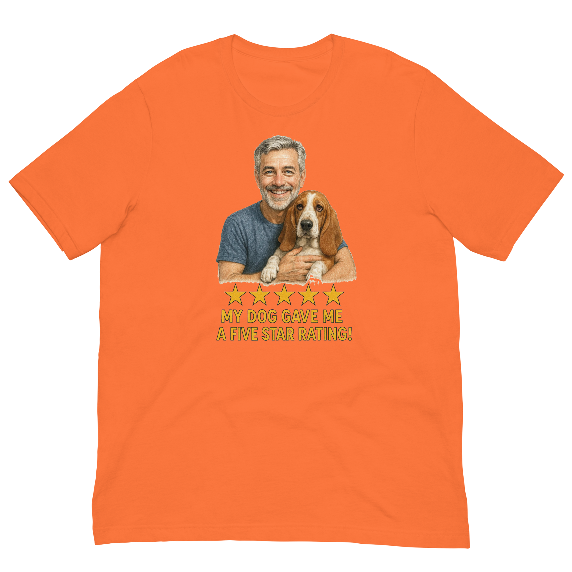 Salt & Pepper Man with Basset Hound graphic tee.