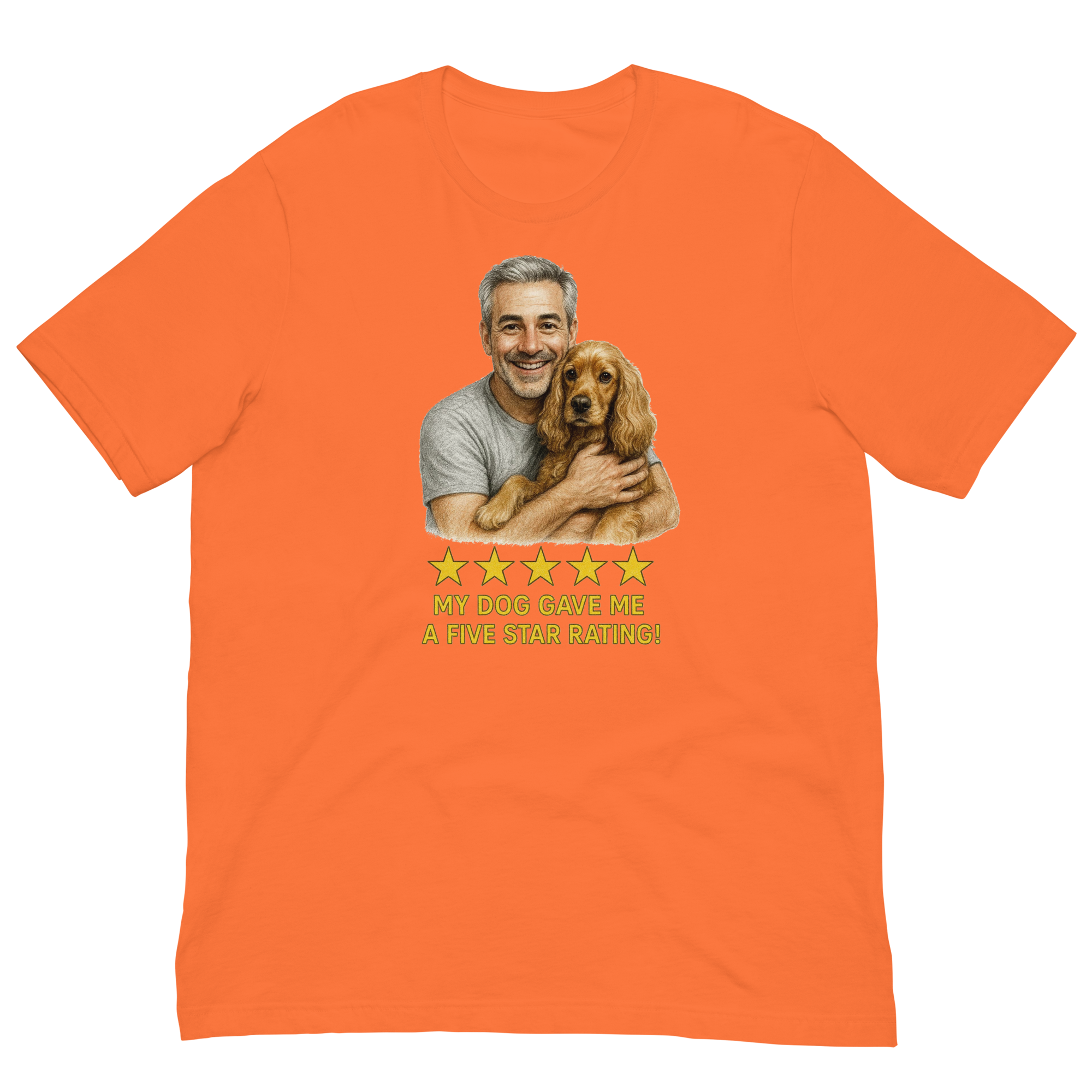 Salt & Pepper Man with Cocker Spaniel graphic tee.