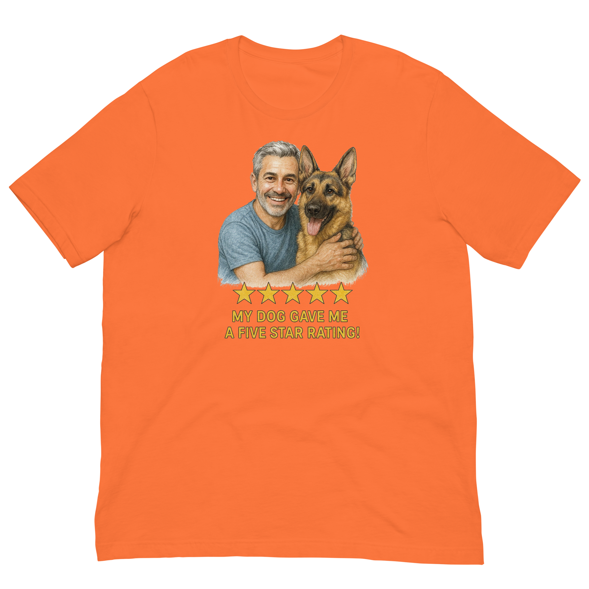 Salt & Pepper Man with German Shepherd graphic tee.