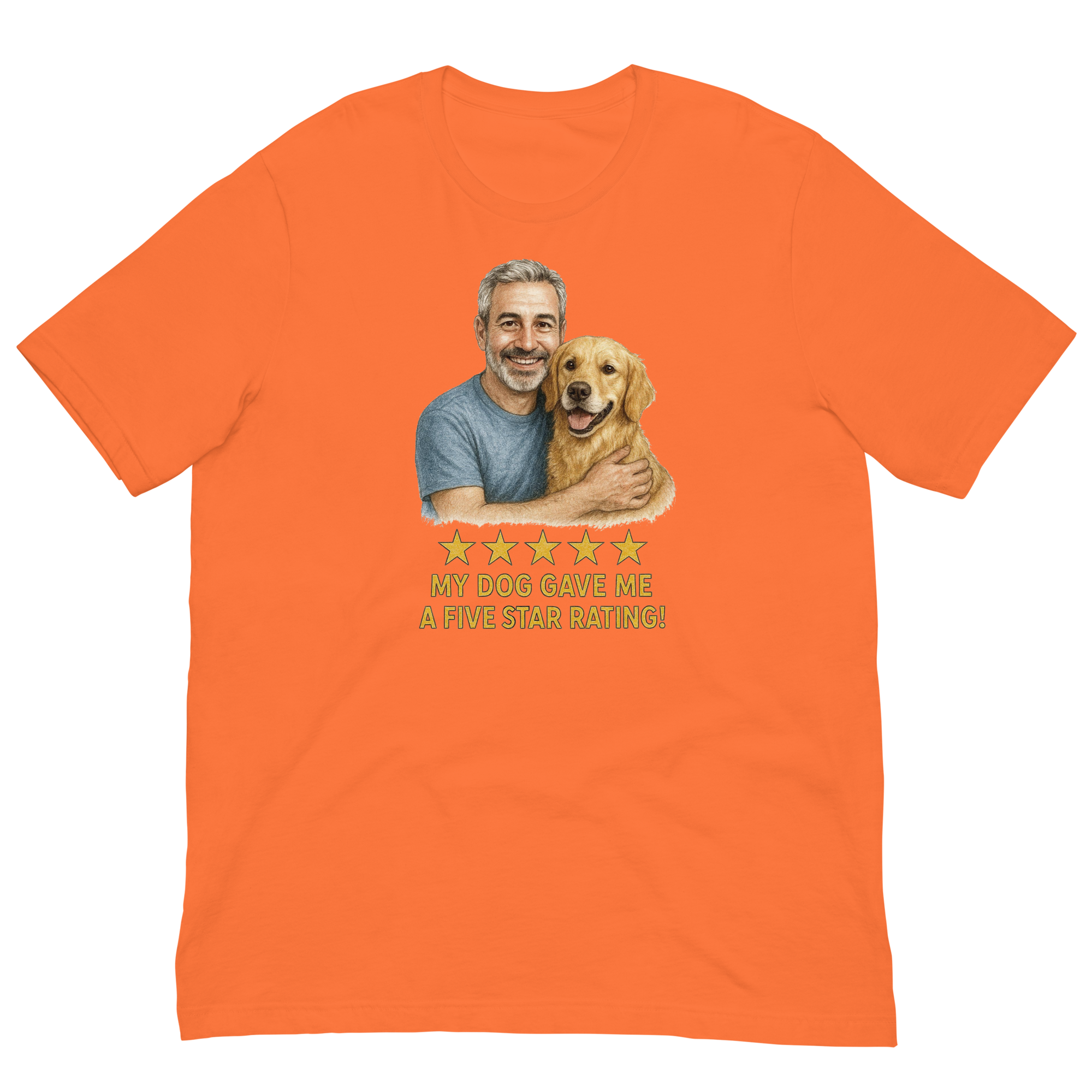 Salt & Pepper Man with Golden Retriever graphic tee.