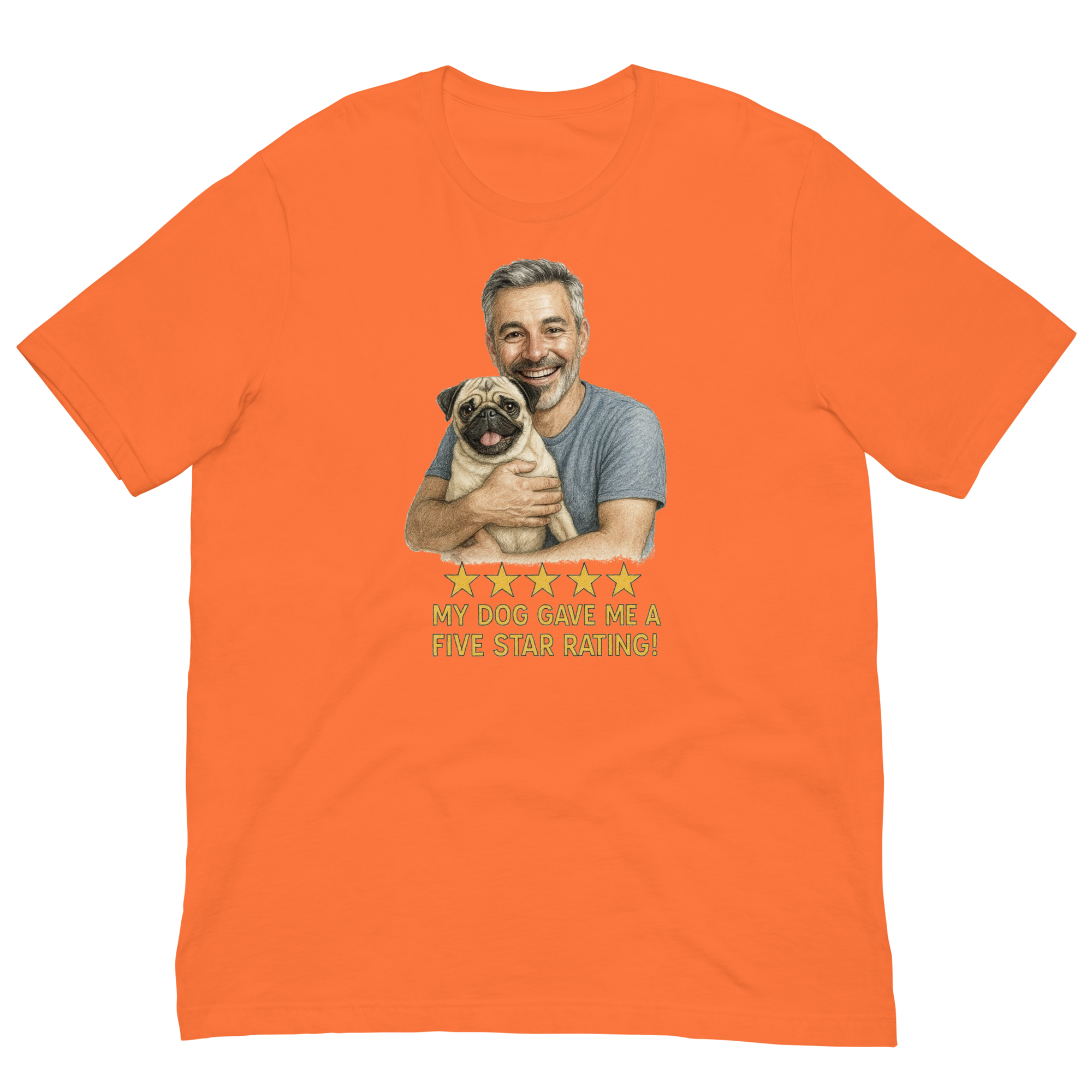 Salt & Pepper Man with Pug graphic tee.