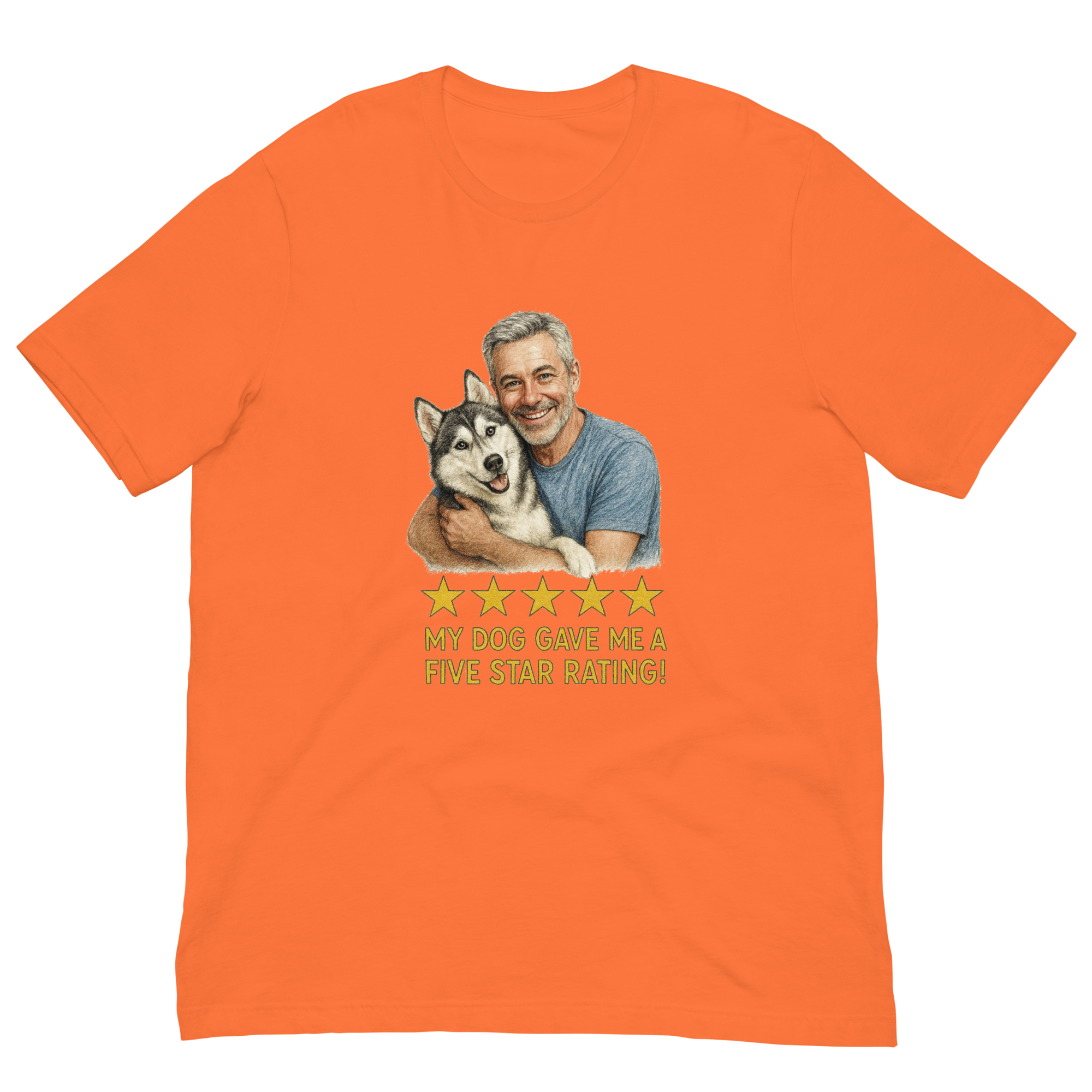 Salt & Pepper Man with Alaskan Husky graphic tee.