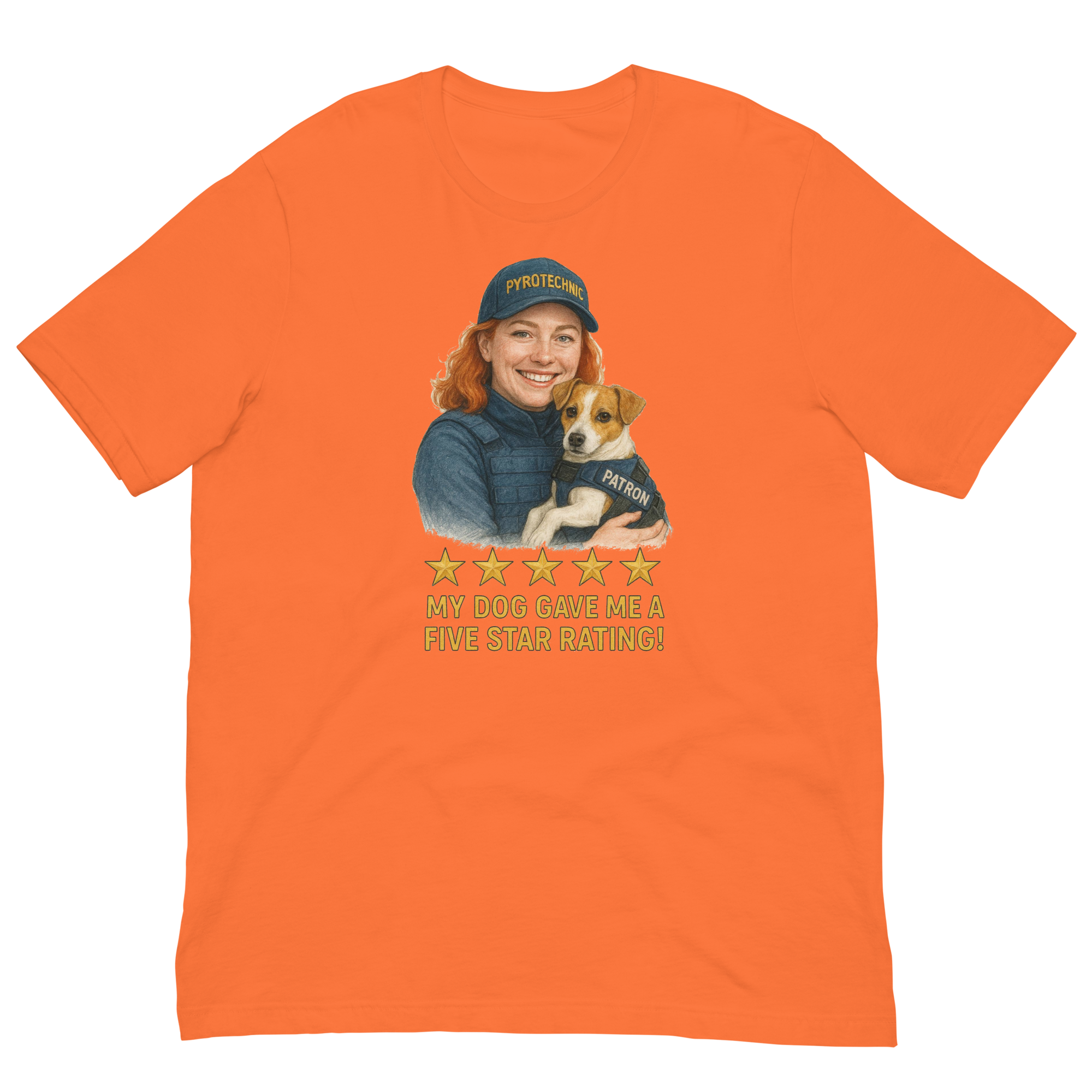 Red Hair Woman with Patron graphic tee.