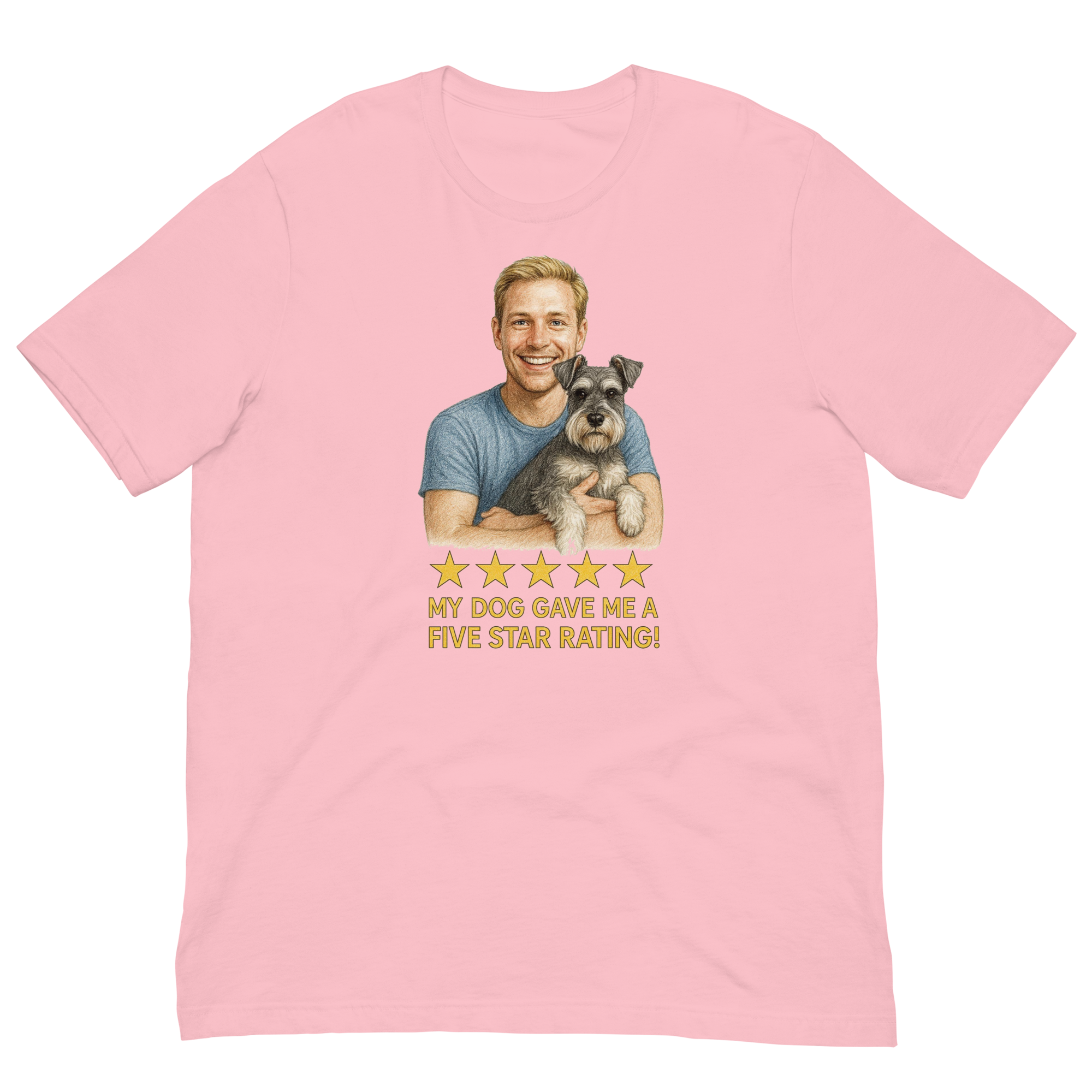 Blonde Man with Schnauzer graphic tee.