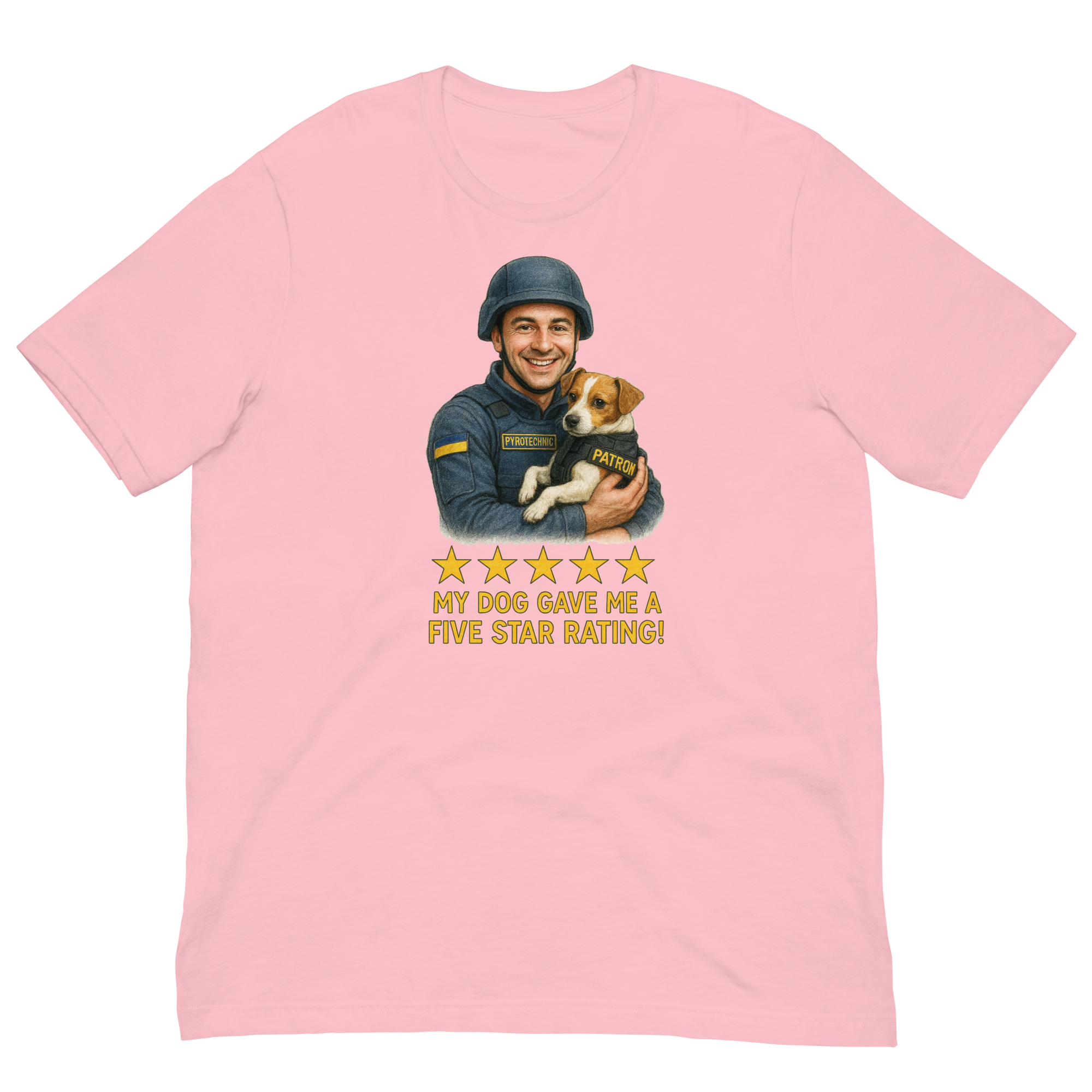 Brunette Man with Patron graphic tee.
