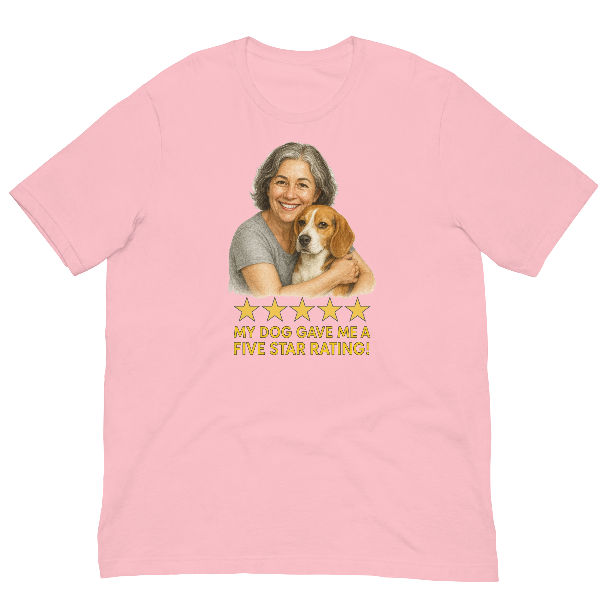 Salt & Pepper Woman with Beagle graphic tee - pink