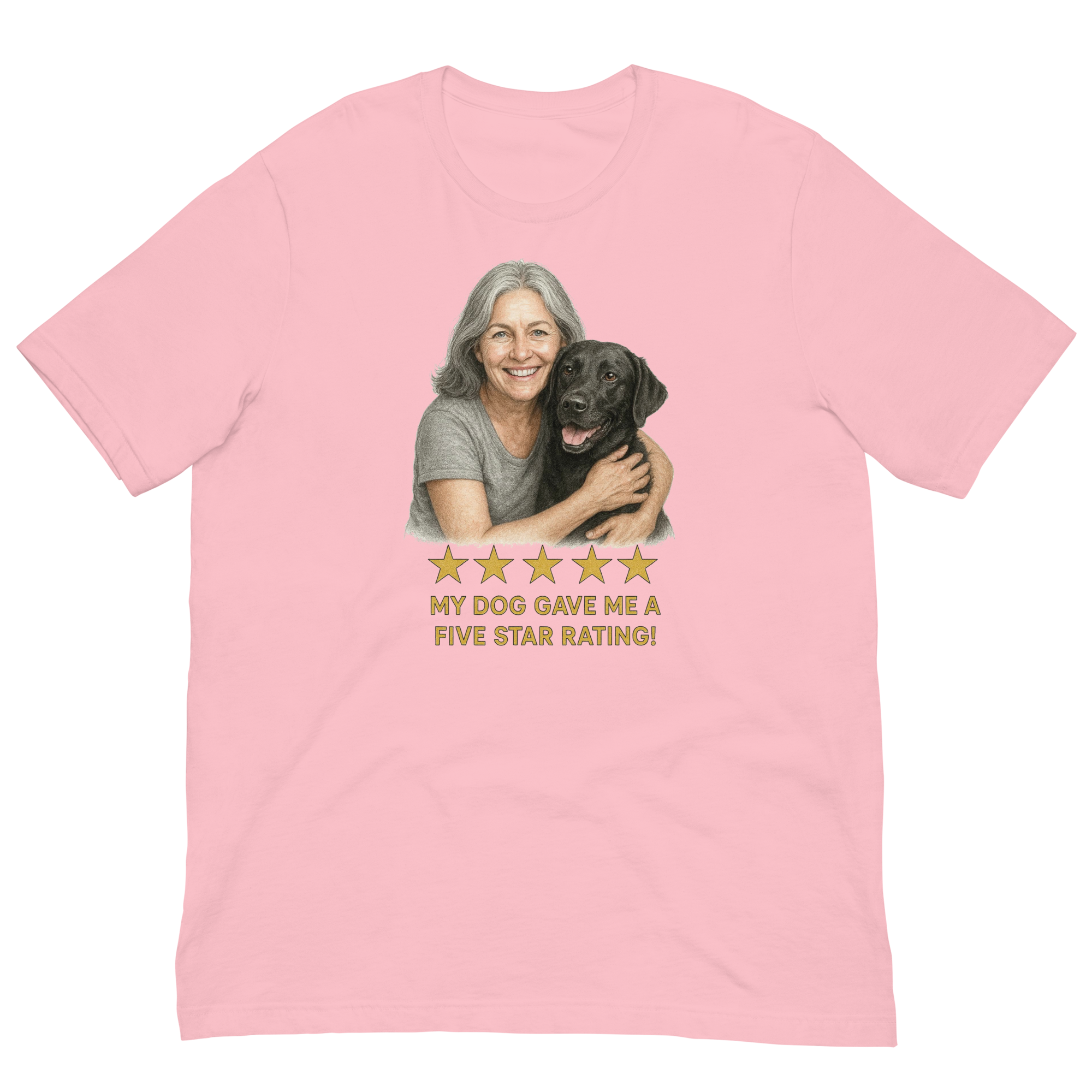 Salt & Pepper Woman with Black Labrador graphic tee - pink