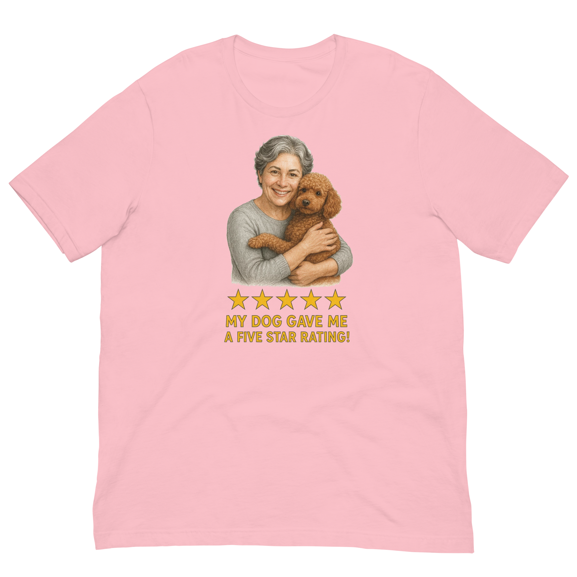 Salt & Pepper Woman with Brown Poodle graphic tee - pink