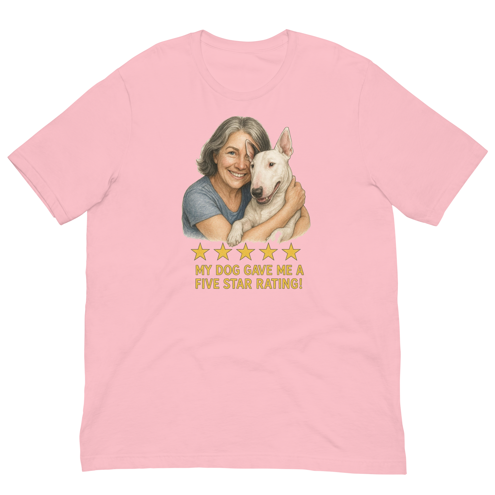 Salt & Pepper Woman with Bull Terrier graphic tee - pink