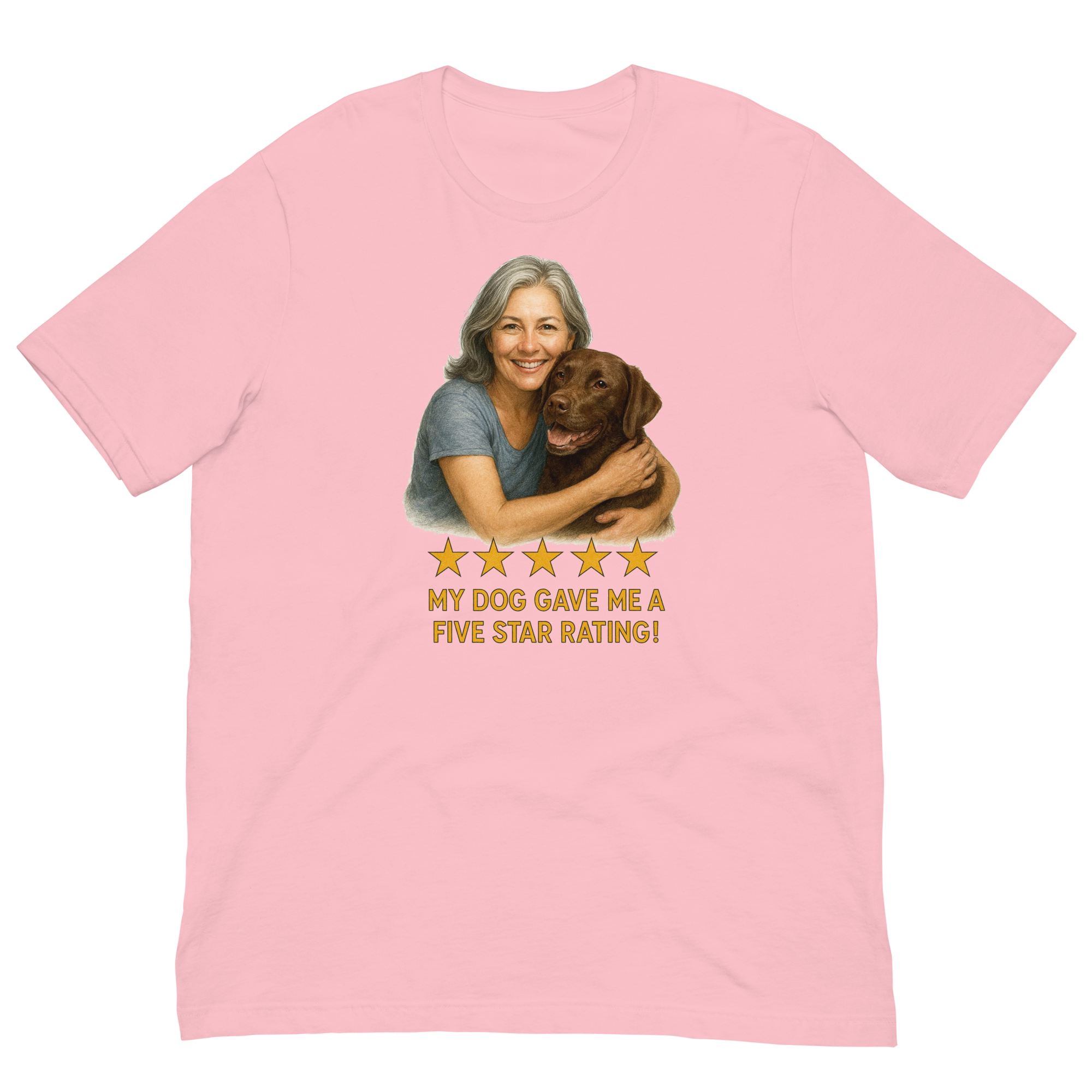 Salt & Pepper Woman with Chocolate Labrador graphic tee - pink