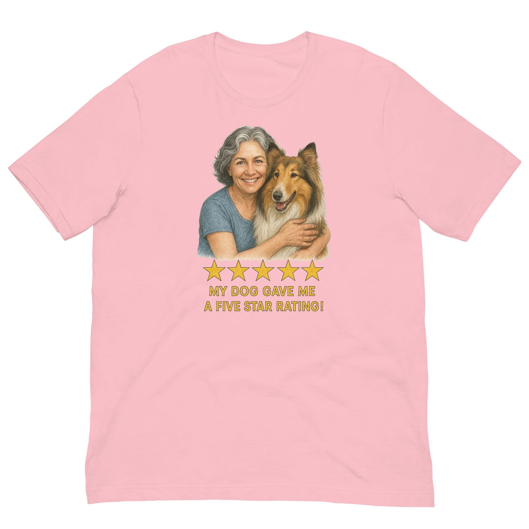 Salt & Pepper Woman with Collie graphic tee - pink
