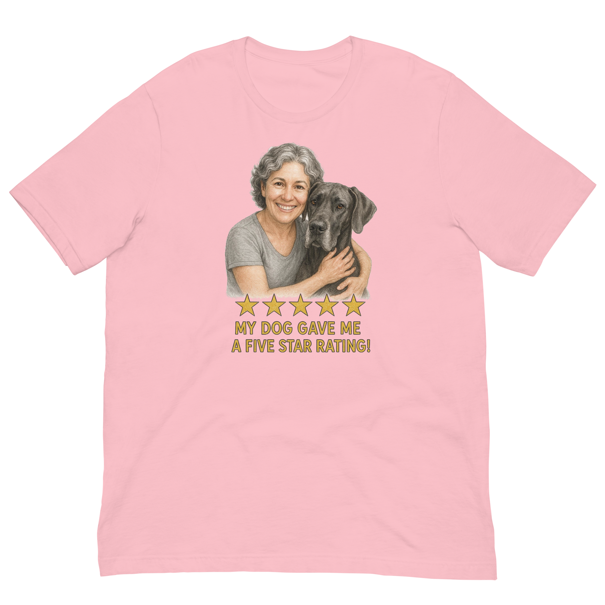 Salt & Pepper Woman with Great Dane graphic tee - pink