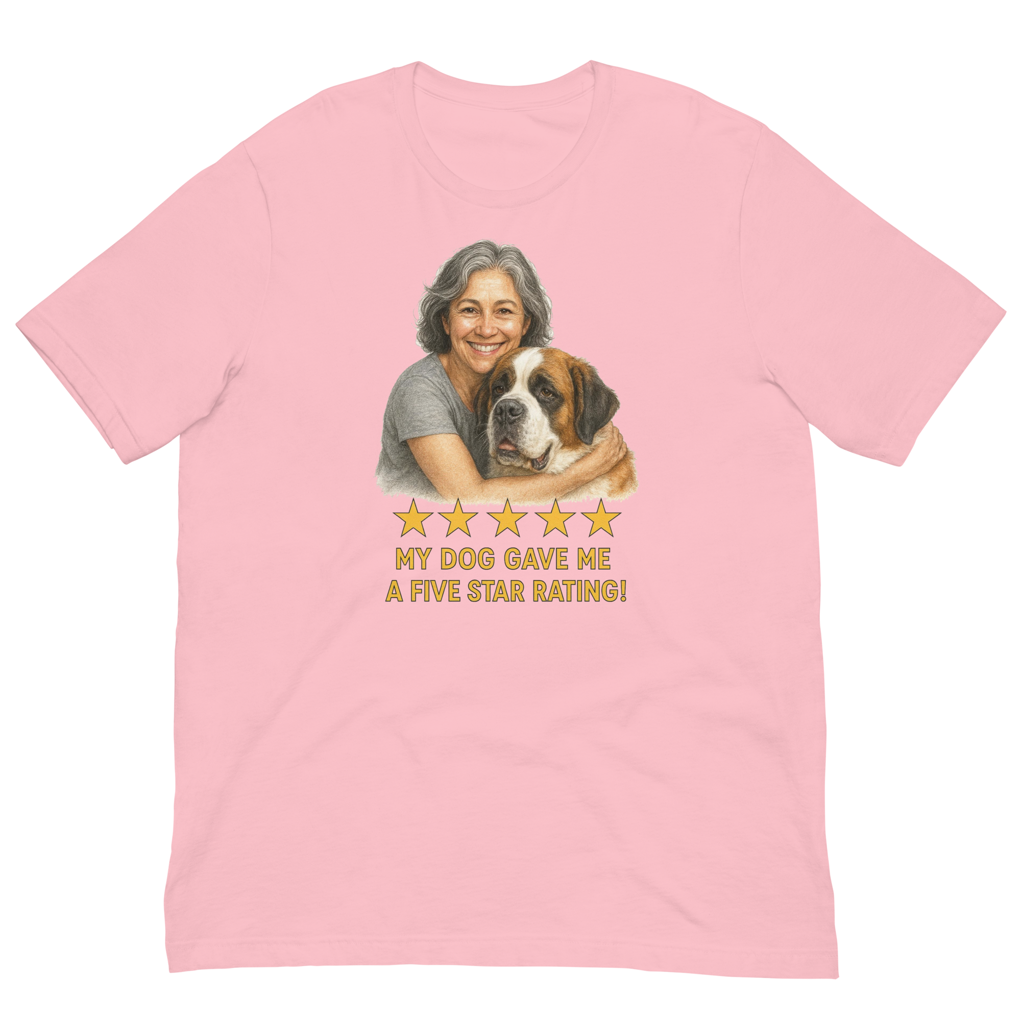 Salt & Pepper Woman with Saint Bernard graphic tee - pink