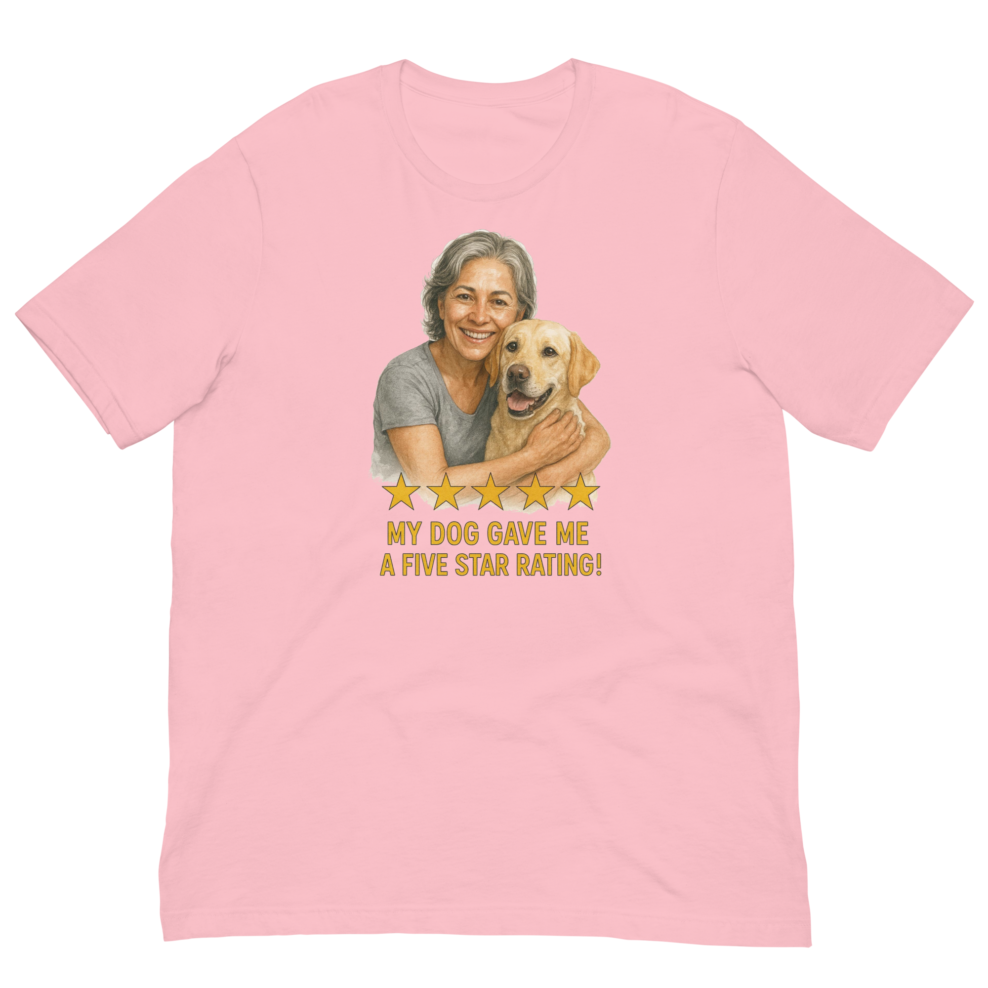 Salt & Pepper Woman with Yellow Labrador graphic tee - pink