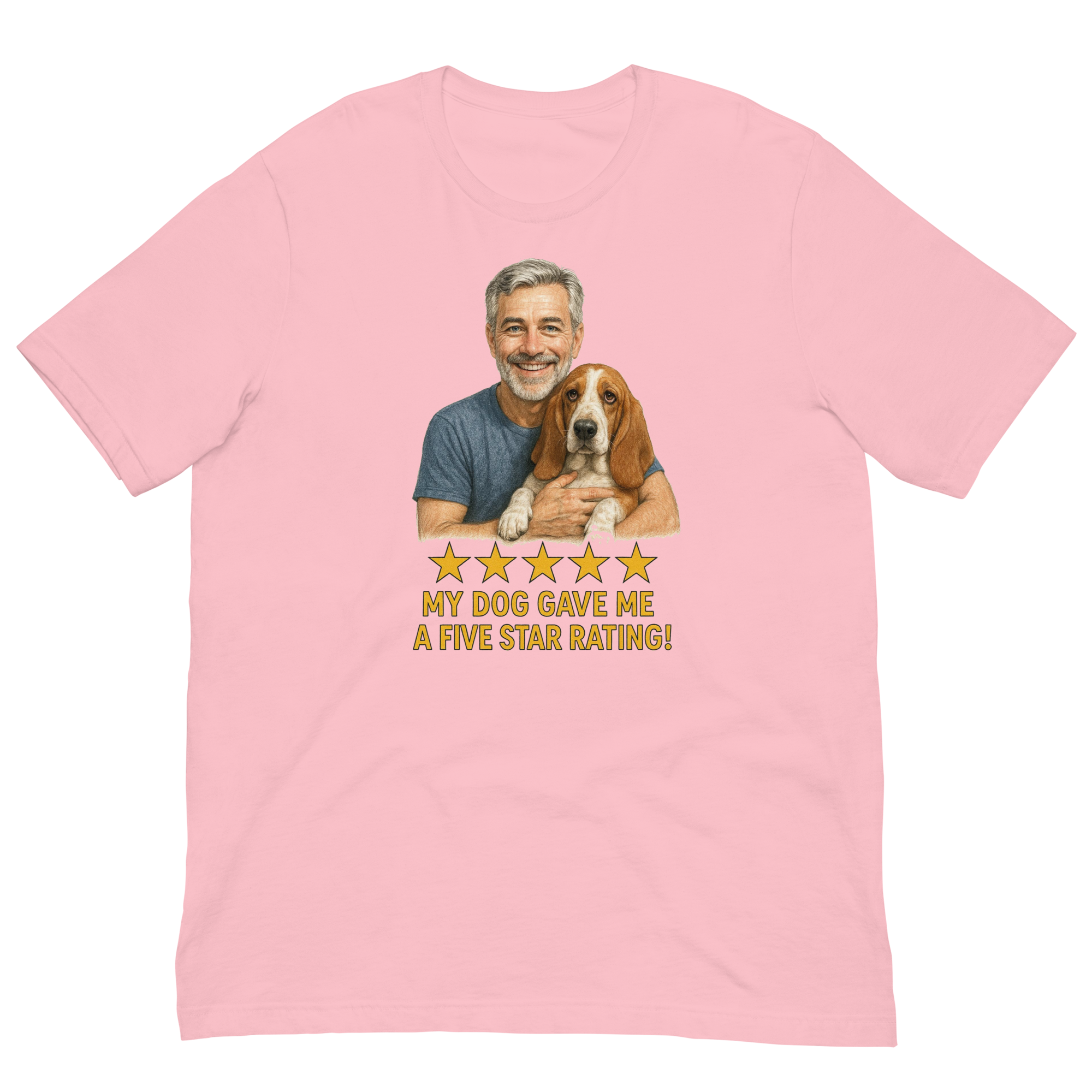 Salt & Pepper Man with Basset Hound graphic tee.