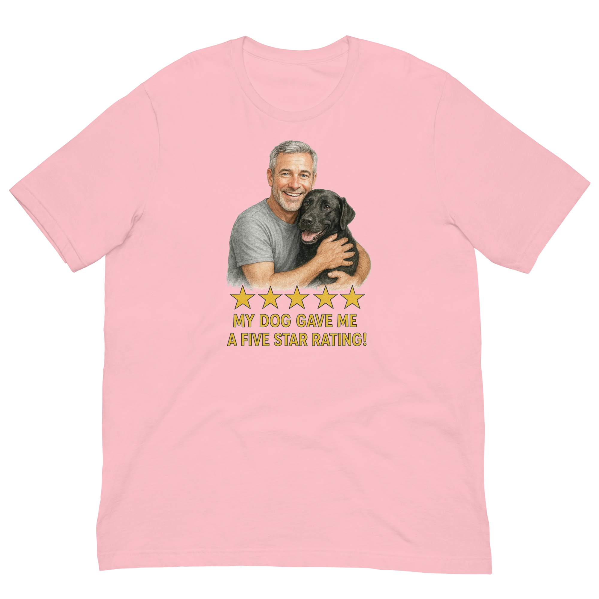 Salt & Pepper Man with Black Labrador graphic tee.
