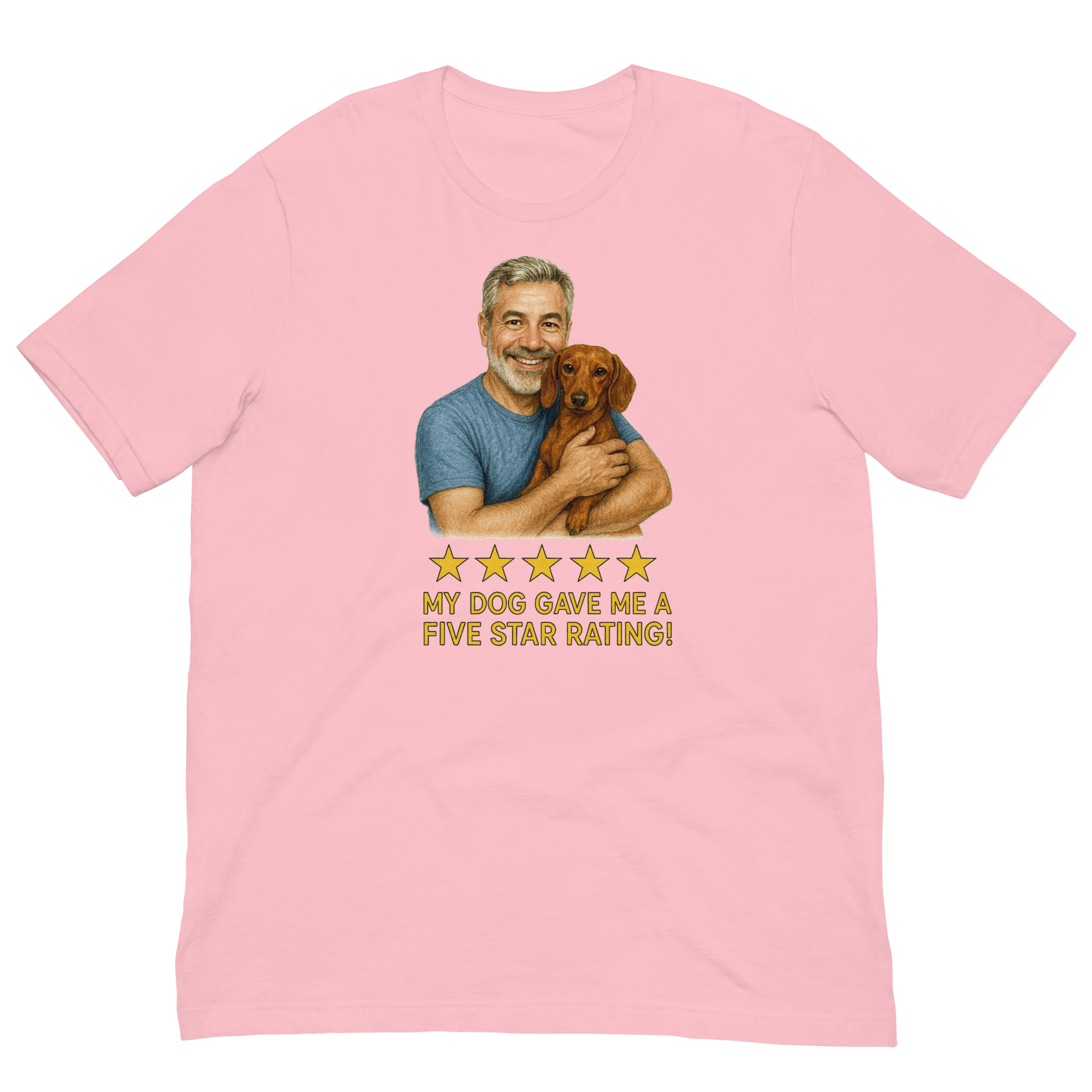Salt & Pepper Man with Dachshund graphic tee.
