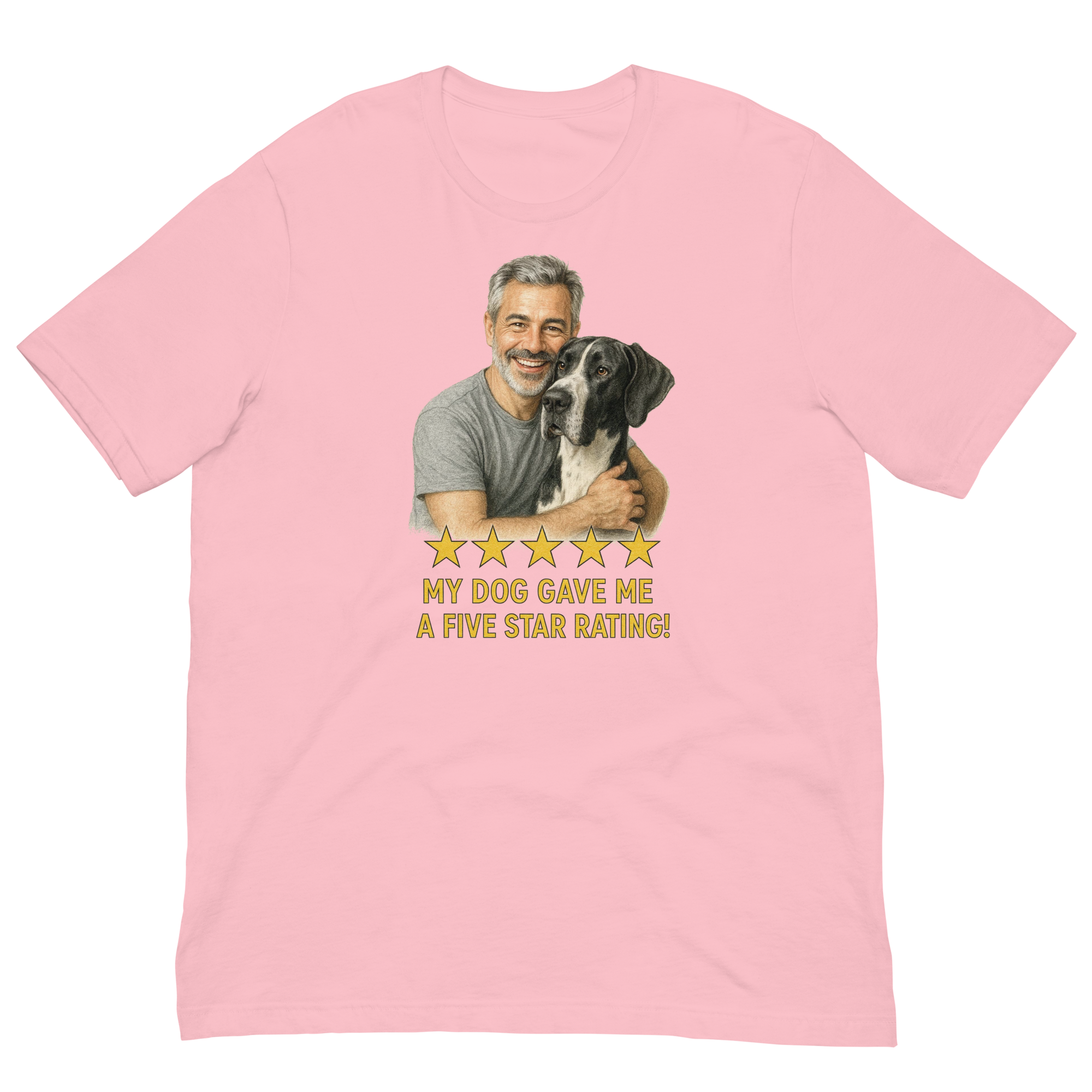 Salt & Pepper Man with Great Dane graphic tee.