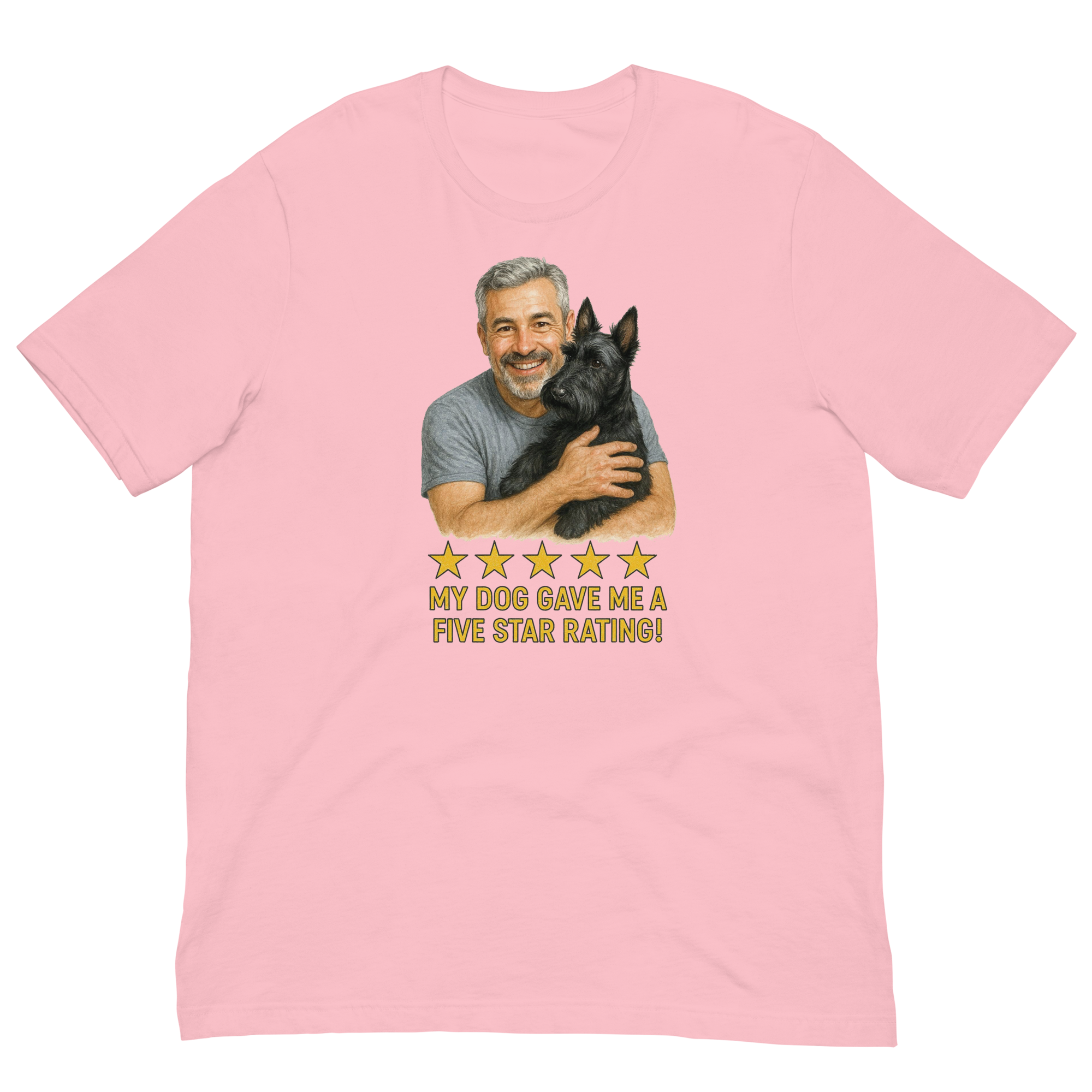 Salt & Pepper Man with Scottie graphic tee.