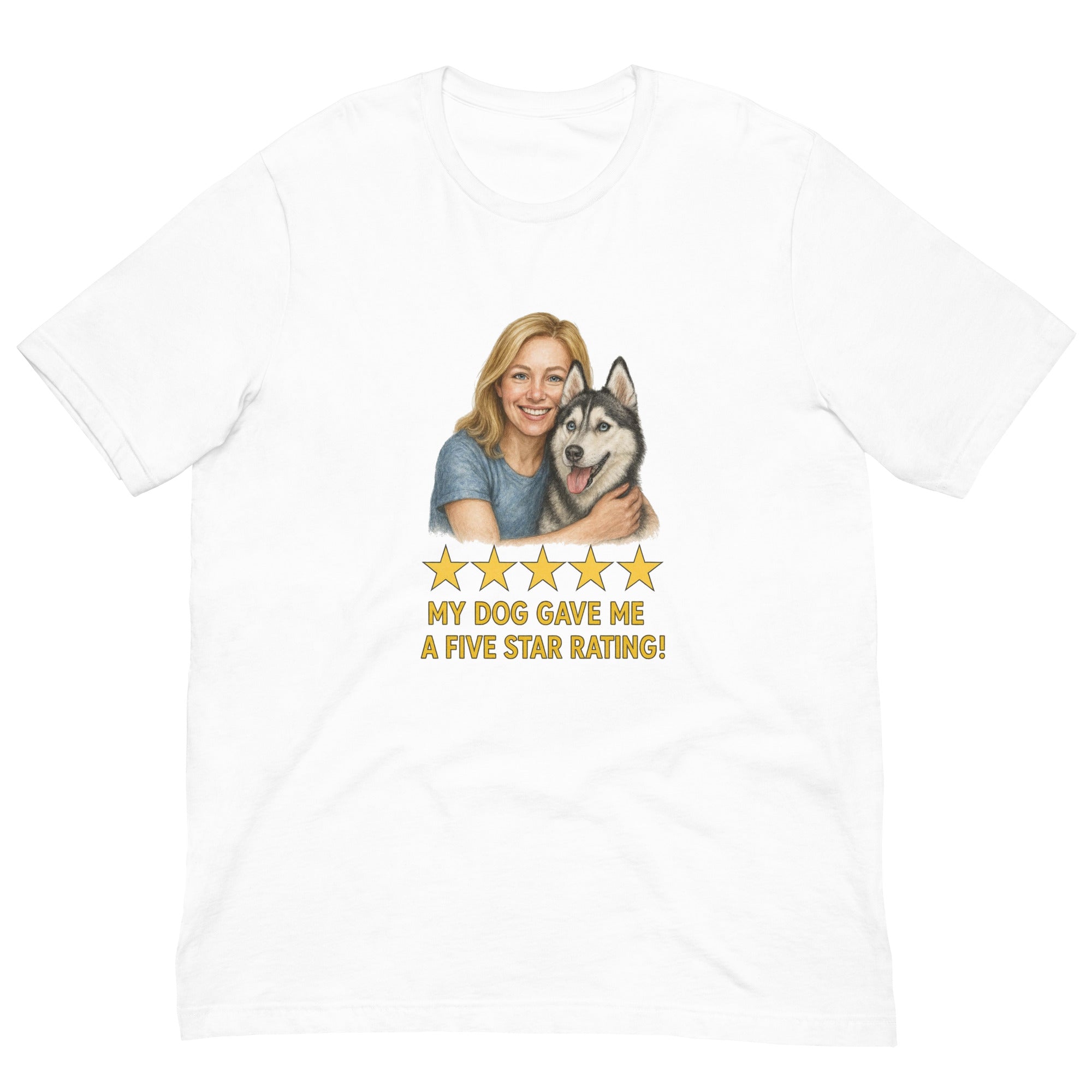 Blonde Woman with Alaskan Husky graphic tee - white