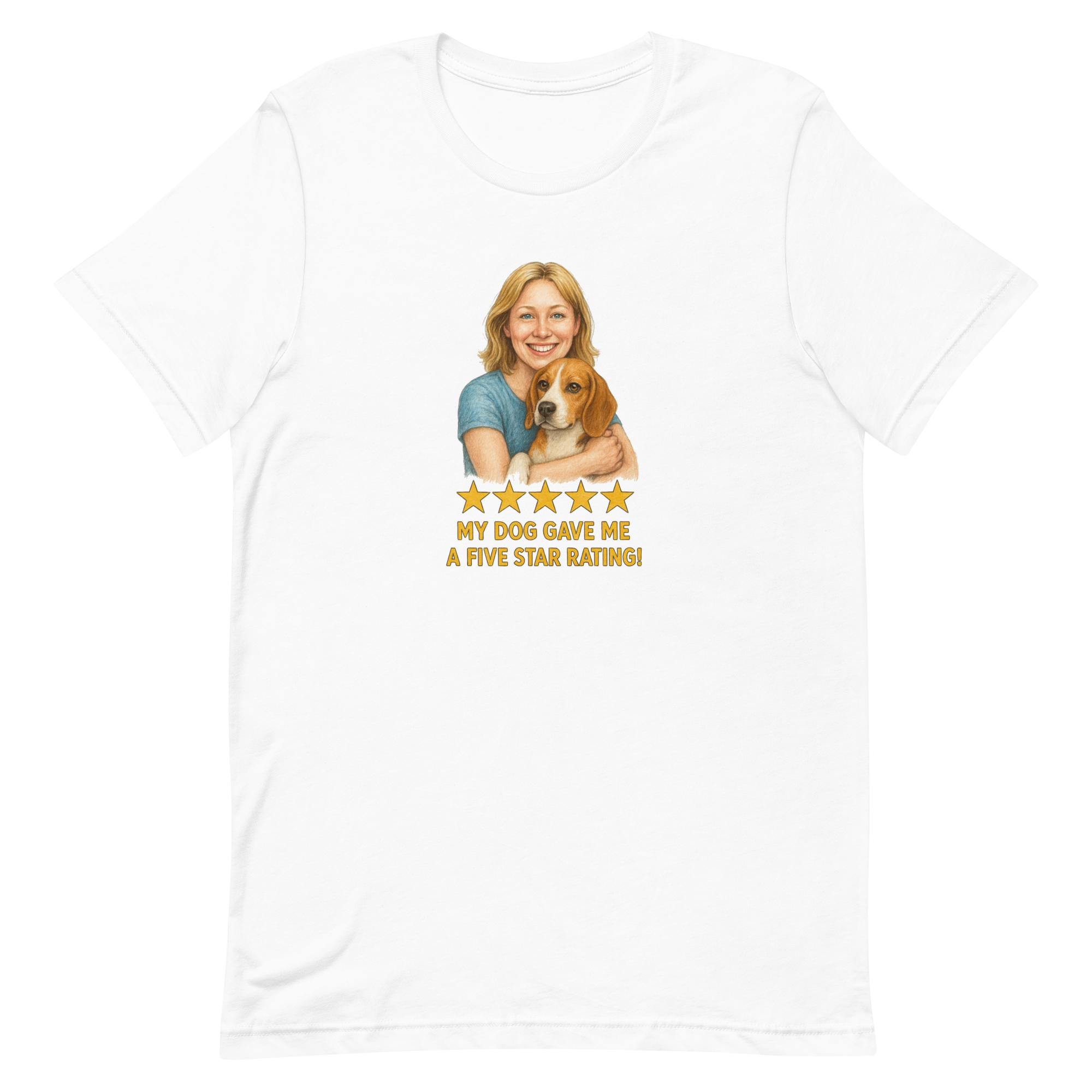 Blonde Woman with Beagle graphic tee - white