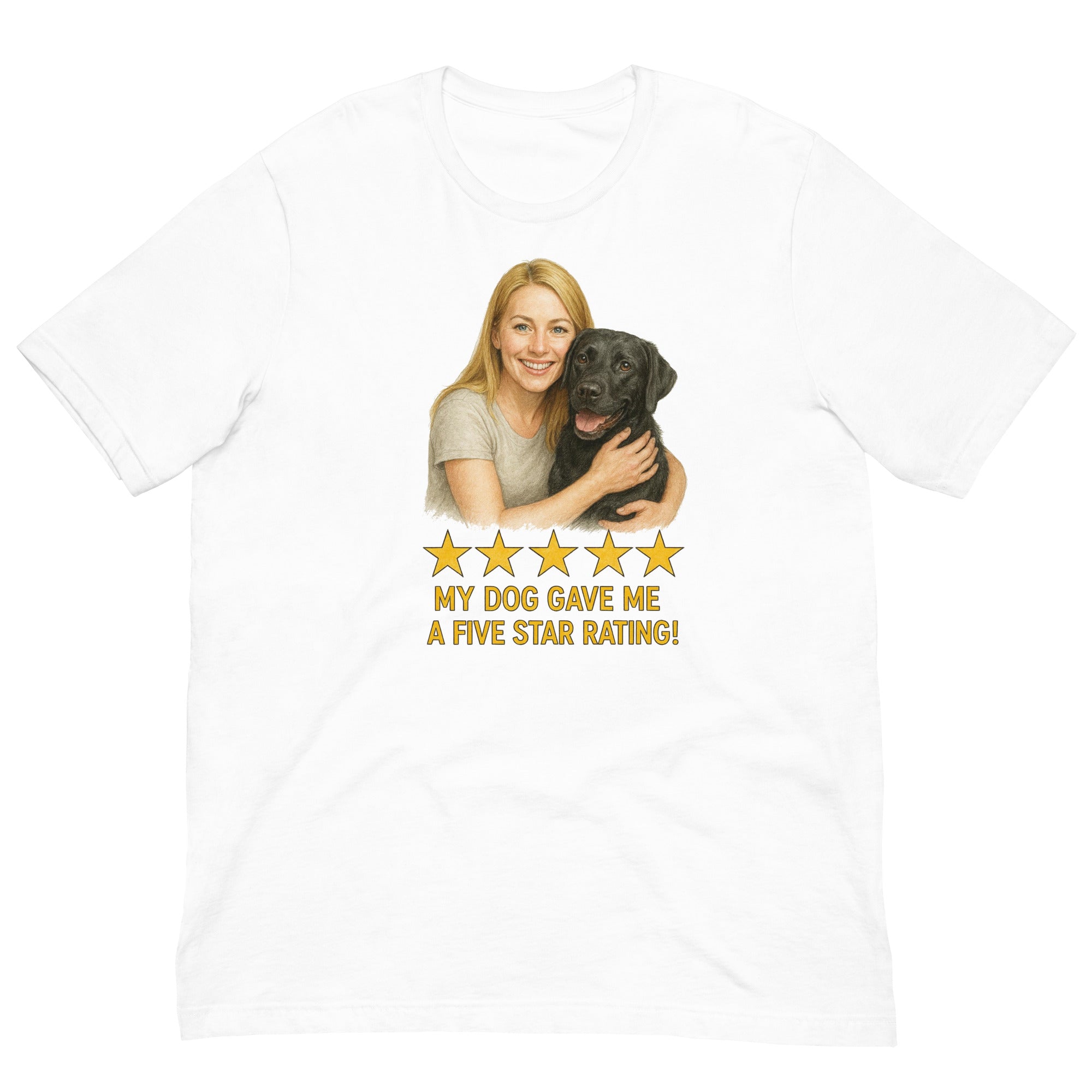 Blonde Woman with Black Labrador graphic tee - white