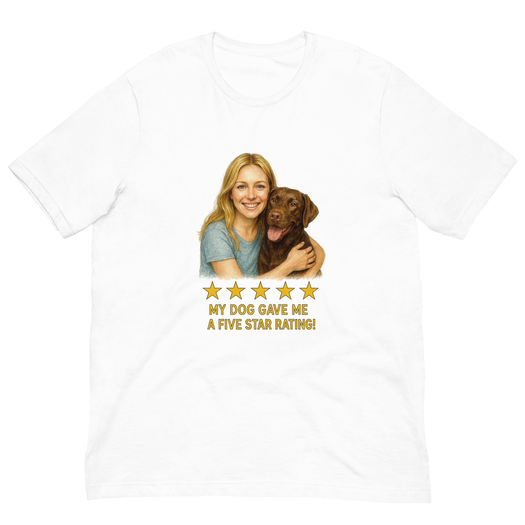 Blonde Woman with Chocolate Labrador graphic tee - white