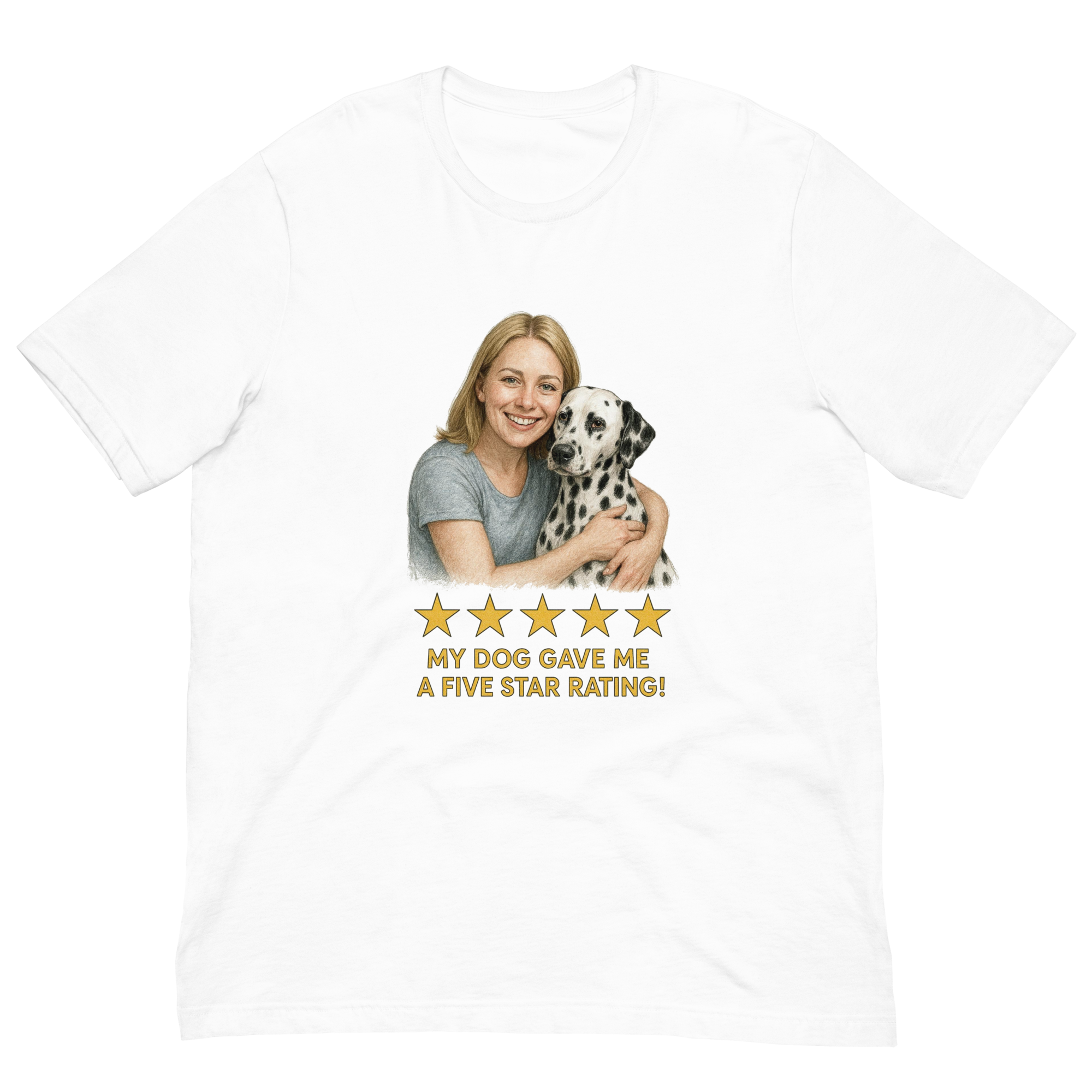 Blonde Woman with Dalmatian graphic tee - white