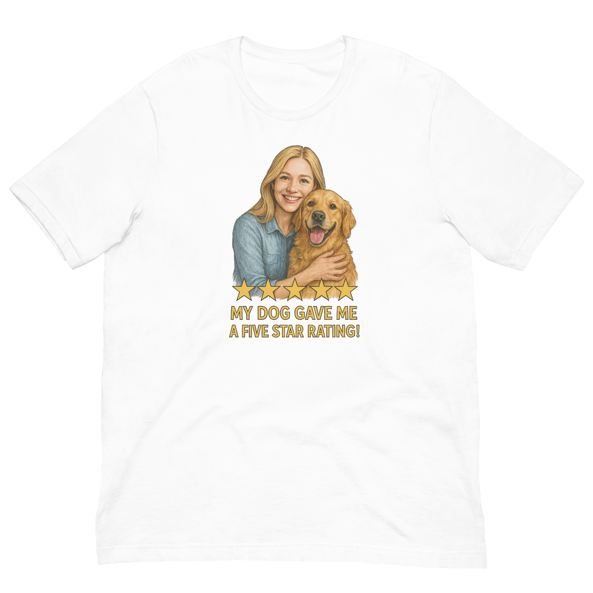 Blonde Woman with Golden Retriever graphic tee - white
