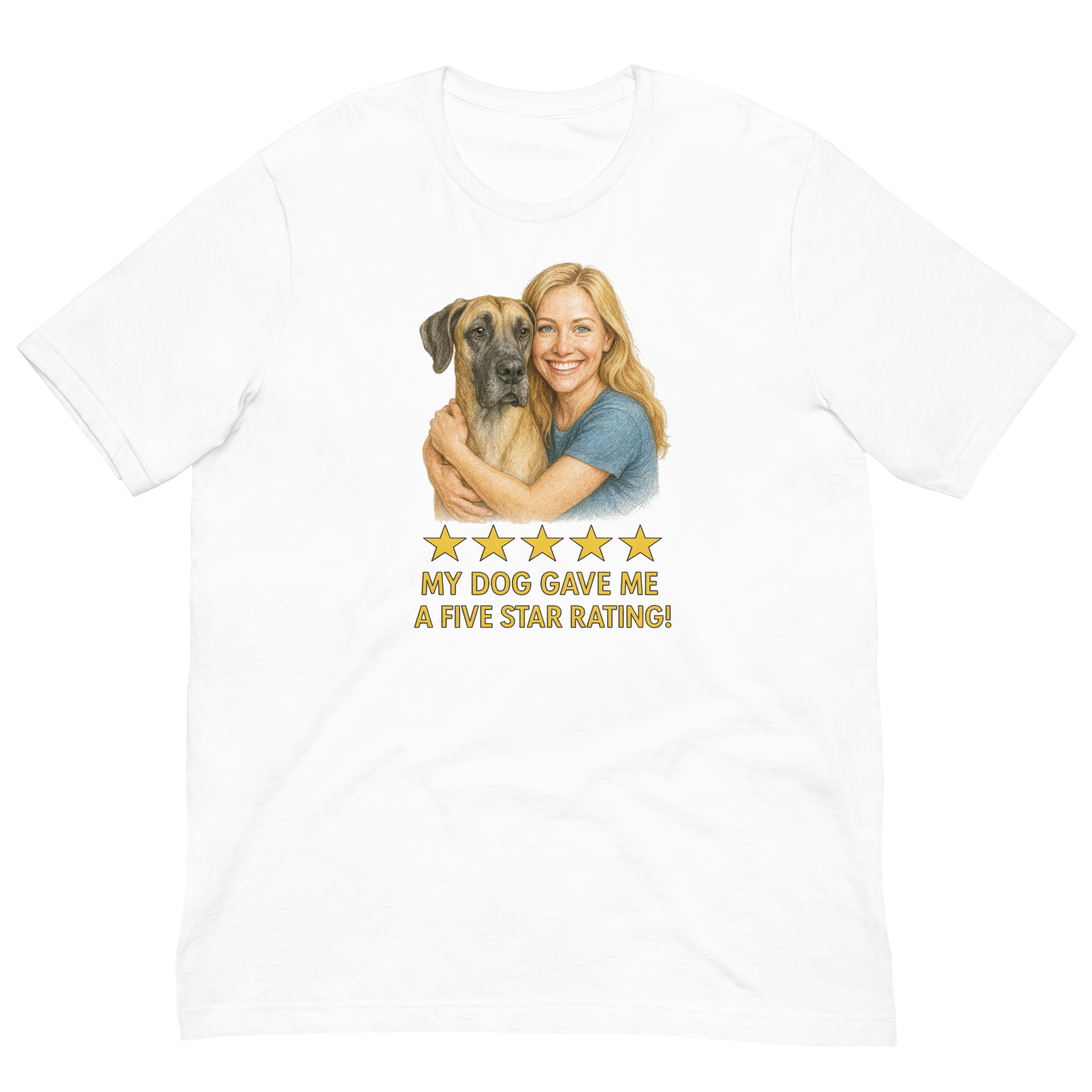 Blonde Woman with Great Dane graphic tee - white