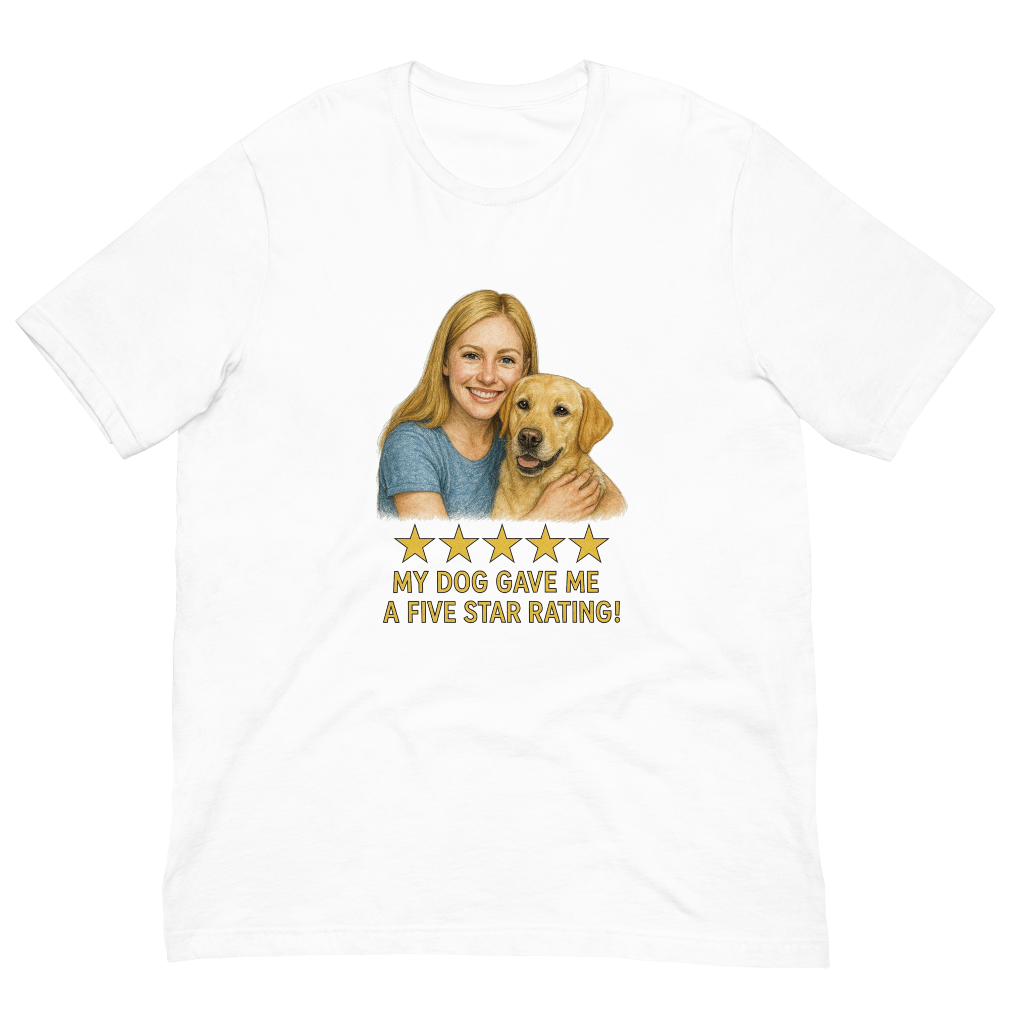Blonde Woman with Yellow Labrador graphic tee - white