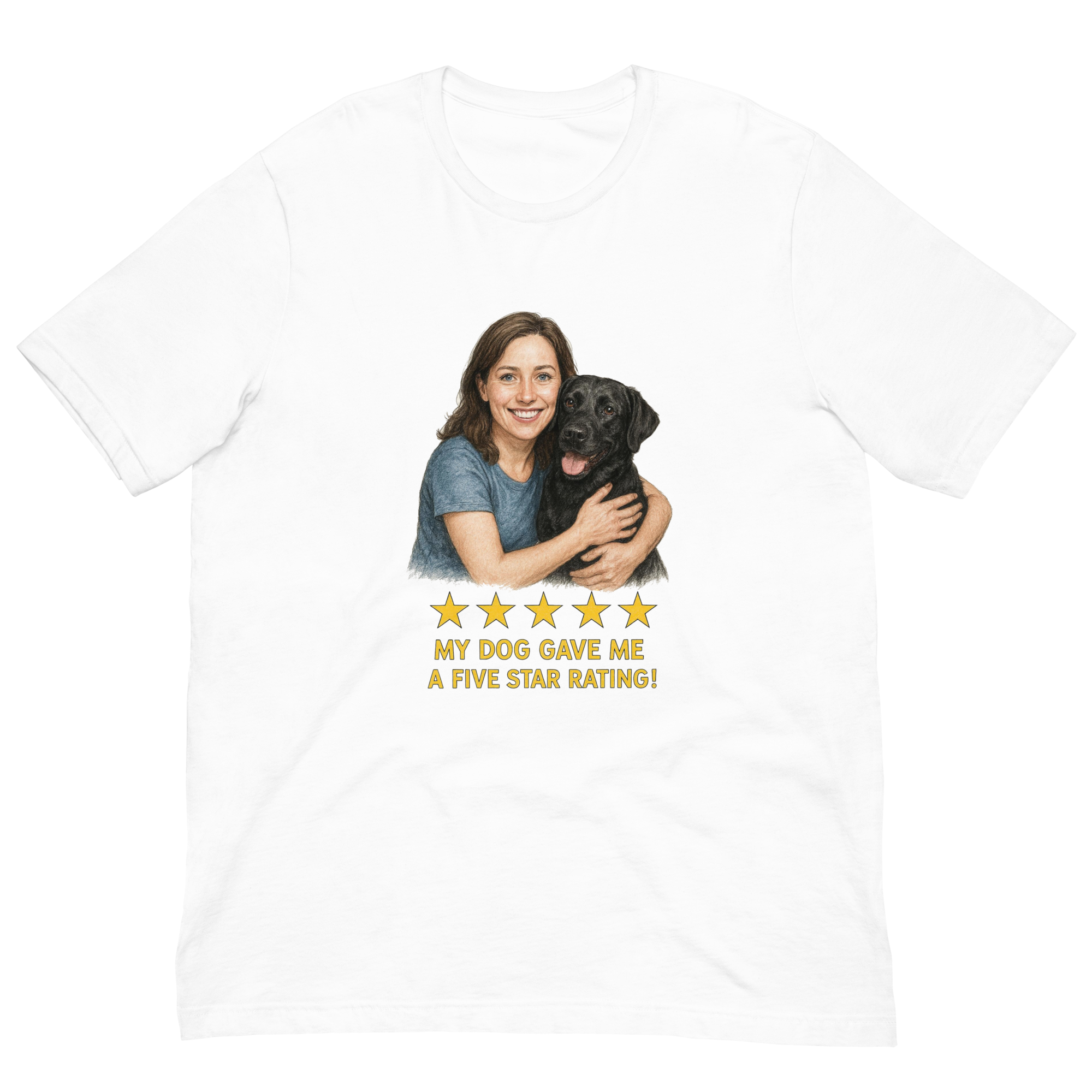 Brunette Woman with Black Labrador graphic tee - white